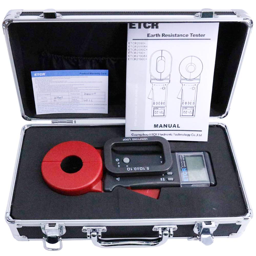 ETCR2100+ Digital Clamp Ground Resistance Tester - 0.01 to 1200Ω, 32mm Jaw, 99 Data Storage, Alarm Function | Perfect for Electrical Maintenance, Industrial Safety Testing & Grounding System Inspection
