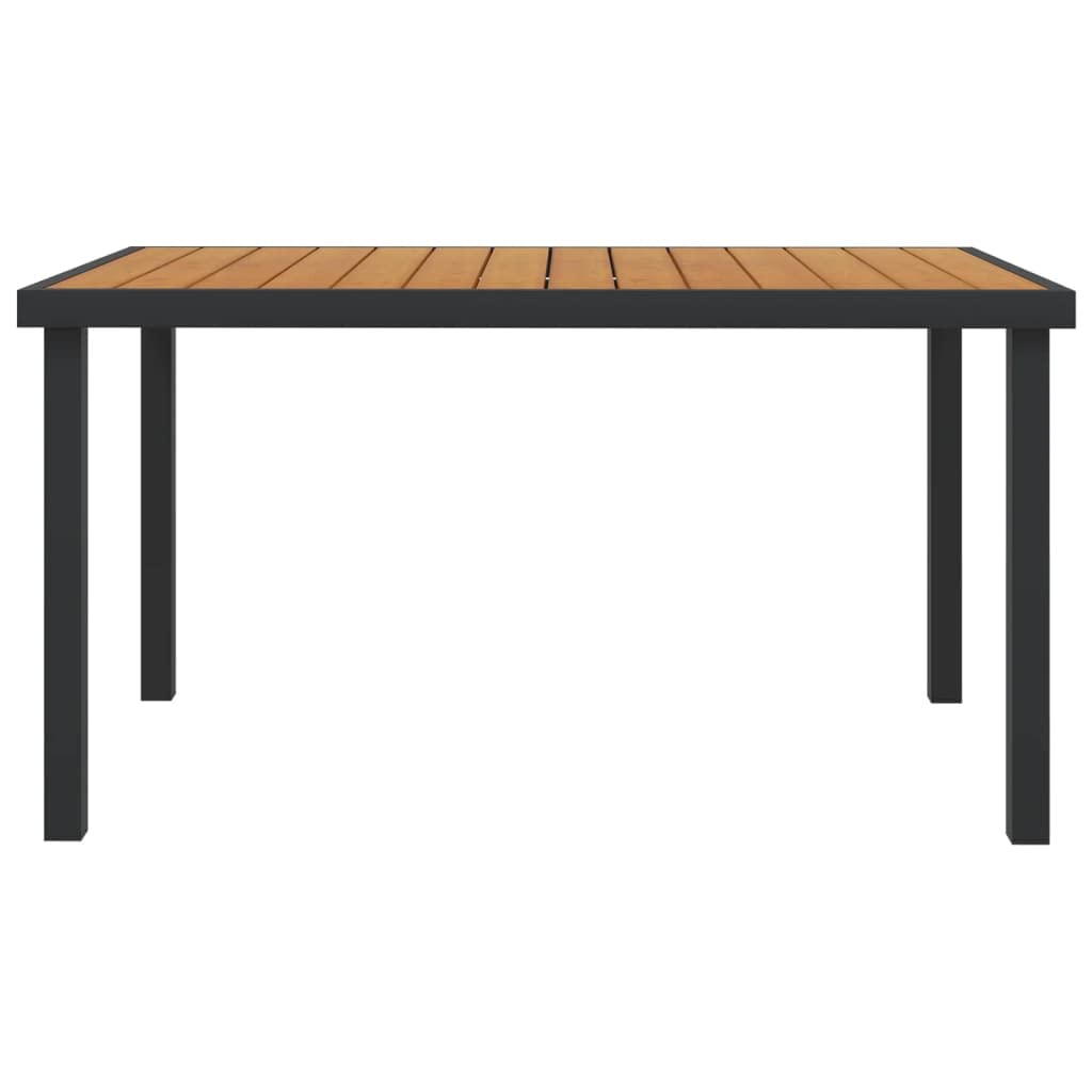 High Table Outdoor Dining Table 55.1x35.4x29.1 Inch Brown Aluminum WPC Pub Table for Patio Backyard Lawn Balcony Poolside Breakfast Kitchen Room Furniture
