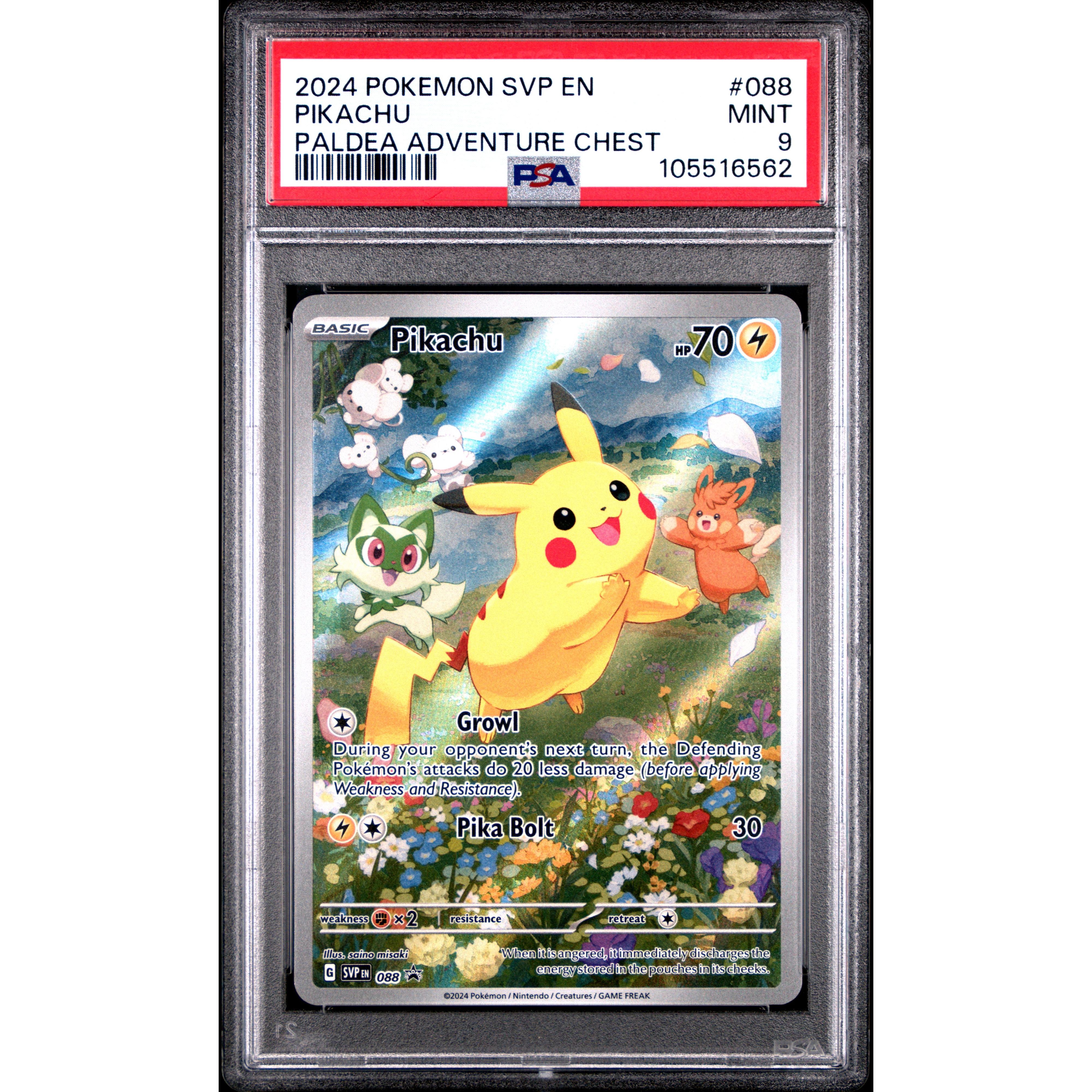 2024 Pokemon Scarlet Violet Promo Pikachu SVP088 PSA 9 Graded Card - Rare Collectible for Pokemon TCG Players & Fans, Perfect for Gaming Tournaments, Display Collections, and Investment