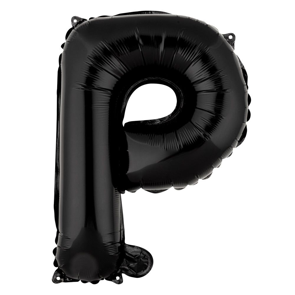 Balloonify Black Mylar Letter P Balloon - 16 Inch Large Foil Alphabet Balloon for Birthday Party Decorations, Baby Showers & Graduation Celebrations - 1 Count Box