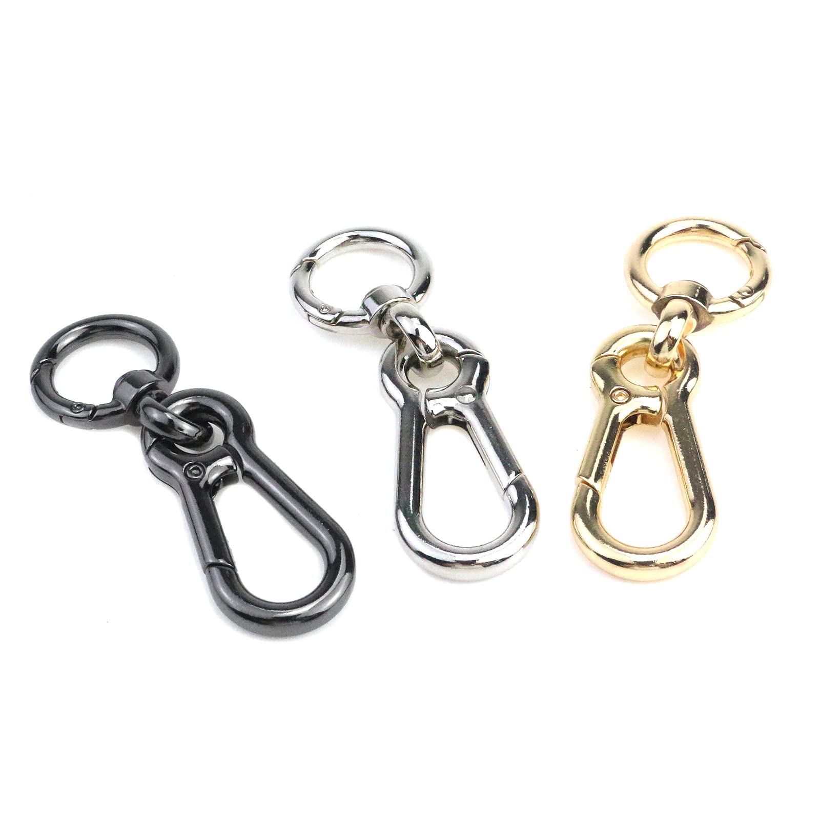 3pcs Swivel Snap Hook Keychain - Gold Black Silver for Keys & DIY Crafts