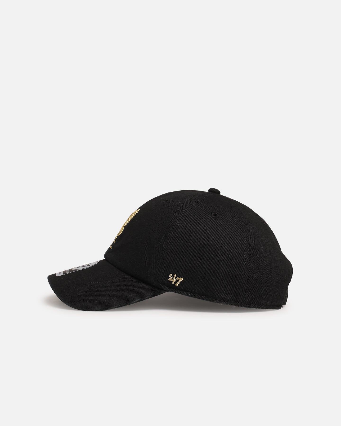 47 Brand Liverpool FC 'Metallic' 47 Clean Up Strapback Black/Gold - Official Licensed Adjustable Baseball Cap for Men and Women - Perfect for Football Games, Casual Wear and Fan Gifts