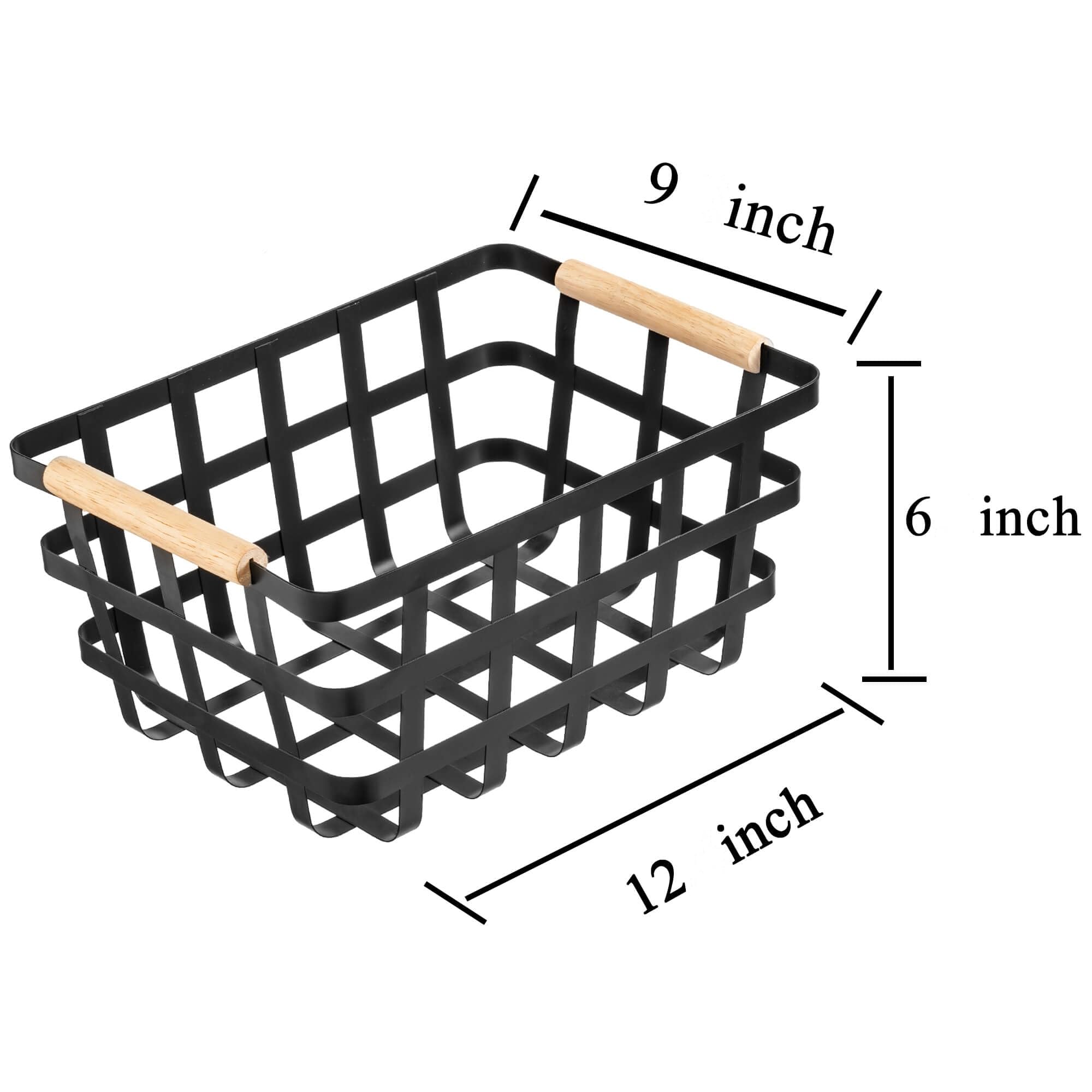 4-Pack Large Wire Metal Storage Baskets - Farmhouse Rustic Organizer for Pantry, Kitchen, Cabinets & Closet | Perfect for Home, Office & Farmhouse Decor