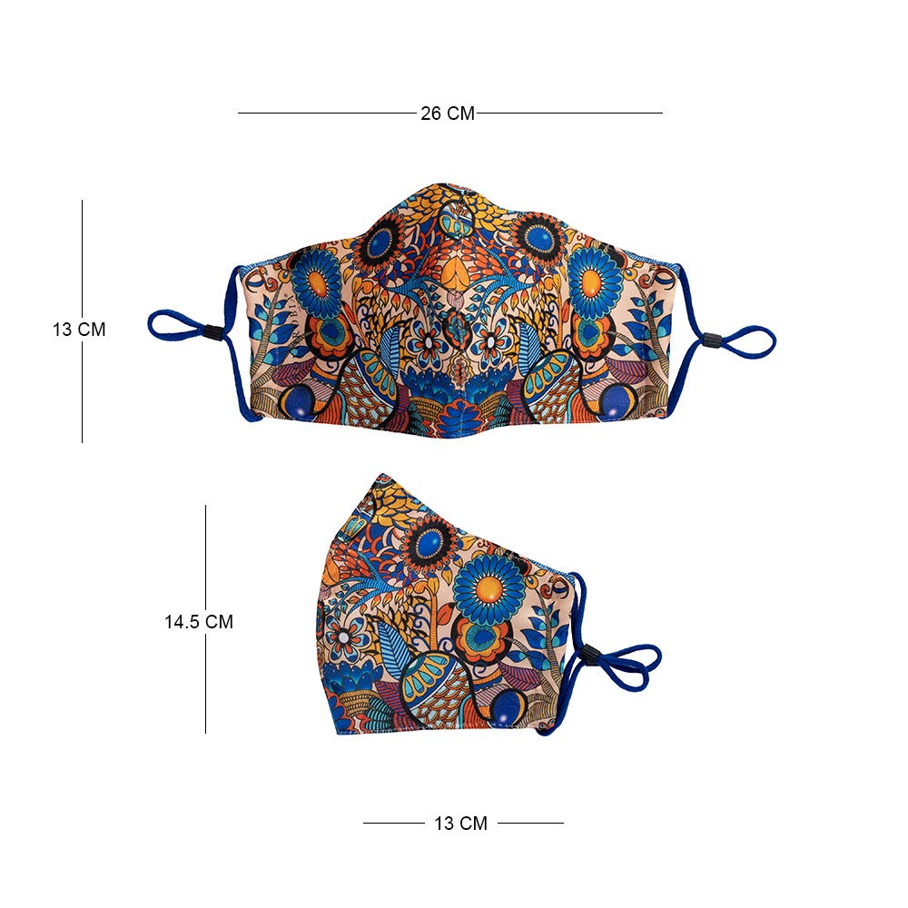 Peacock Admiration Face Mask (Set of 2) - Reusable & Breathable Fabric for Daily Protection - Perfect for Work, Travel, and Outdoor Activities