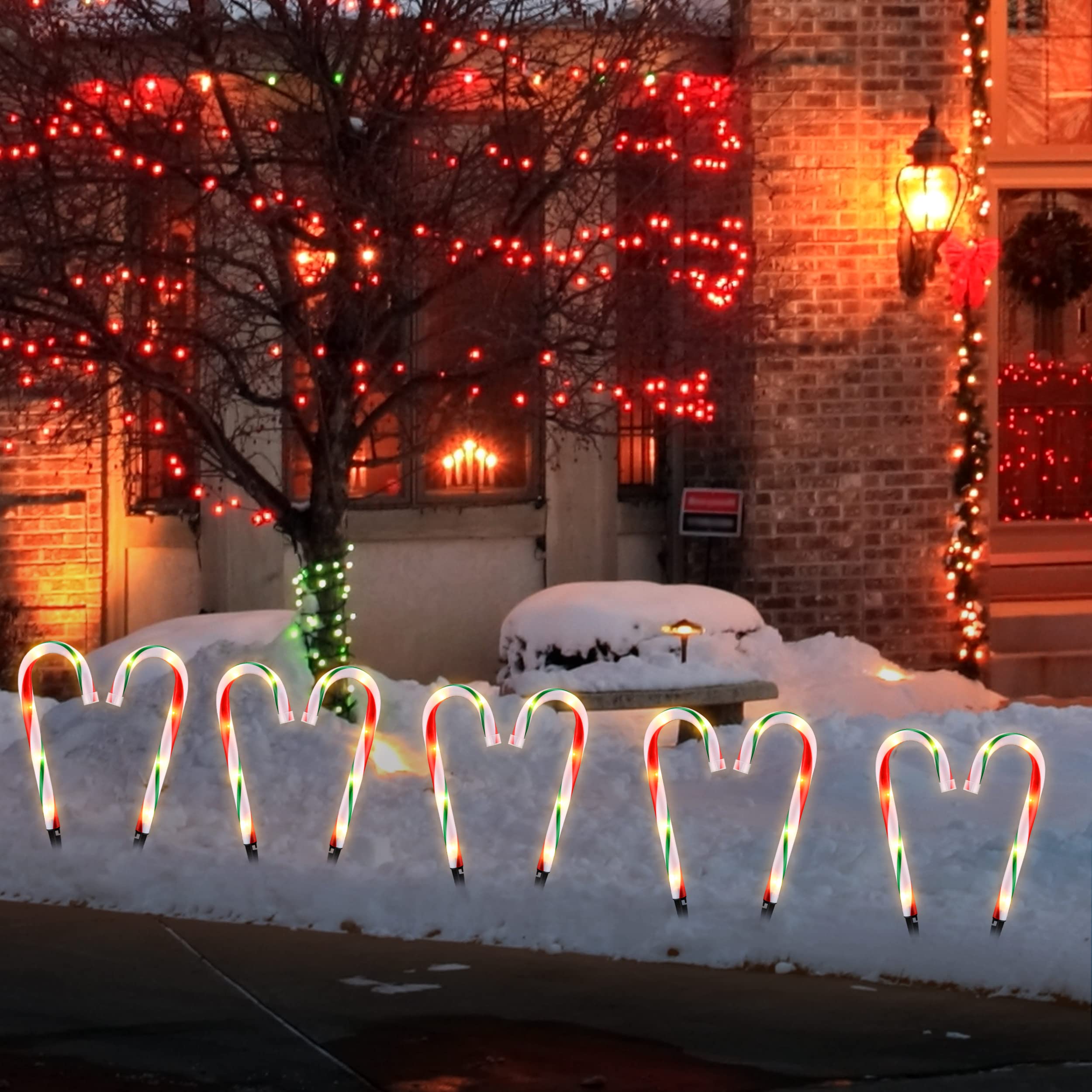 GAGALIFE 10 Pack Candy Cane Pathway Lights - 10