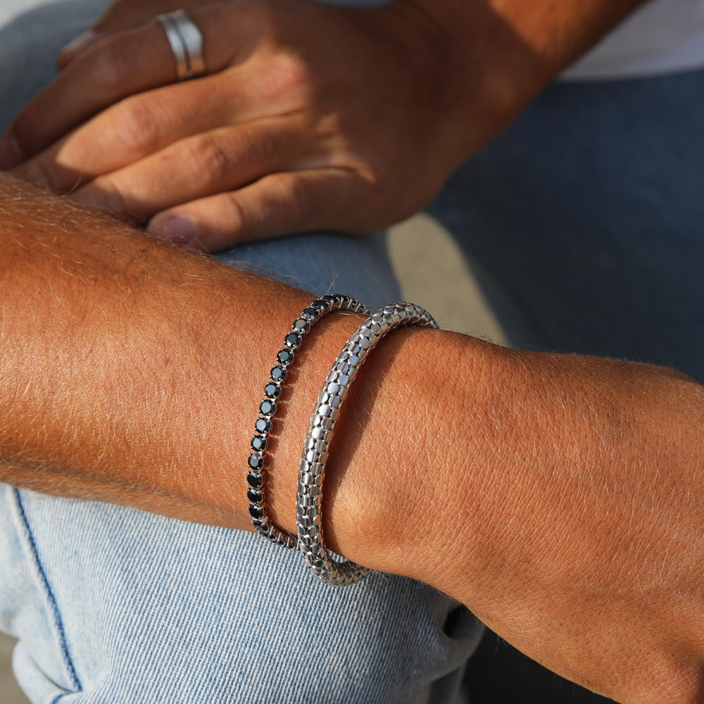 Jet Hematite Bracelet for Men & Women - Natural Stone Beaded Stretch Bracelet for Stress Relief & Positive Energy - Perfect for Yoga, Meditation & Everyday Wear
