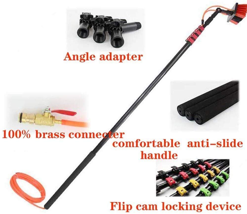 YQ&TL Water Fed Pole Window Cleaning Kit - 5.4m Outdoor Window & Solar Panel Cleaner with Scrubber Brush & Hose Spray Washer - Perfect for Home Exterior, Commercial Buildings, and Photovoltaic System Maintenance