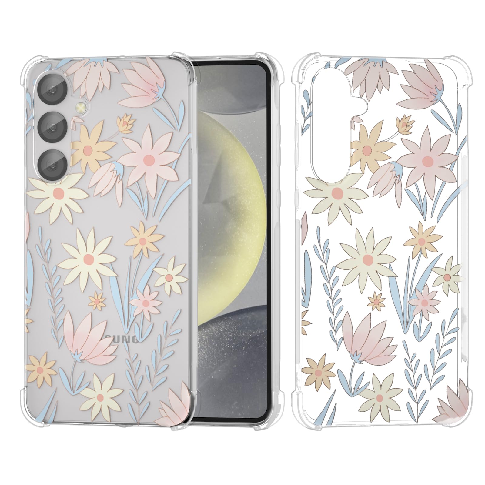 ANFAIRLACE Samsung Galaxy S24+ Case - Floral Butterfly Clear TPU Protective Cover with Anti-Peel Design, Shockproof Slim Phone Case for Women (Rose) - Perfect for Daily Use, Work, and Outdoor Activities