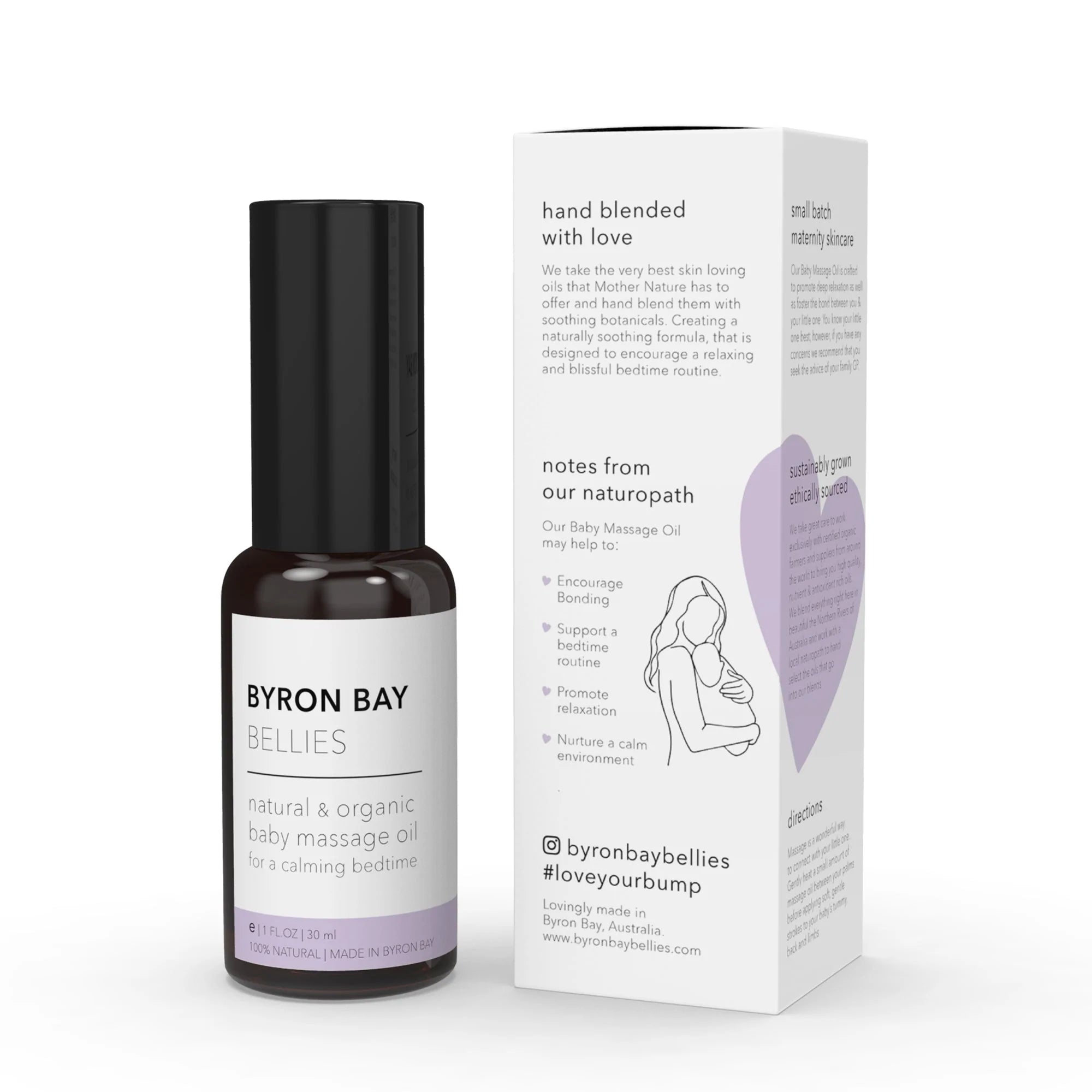 Byron Bay Bellies Premium Organic Baby Massage Oil - Gentle & Hypoallergenic for Newborns & Infants - Perfect for Relaxation, Sleep & Bonding Time