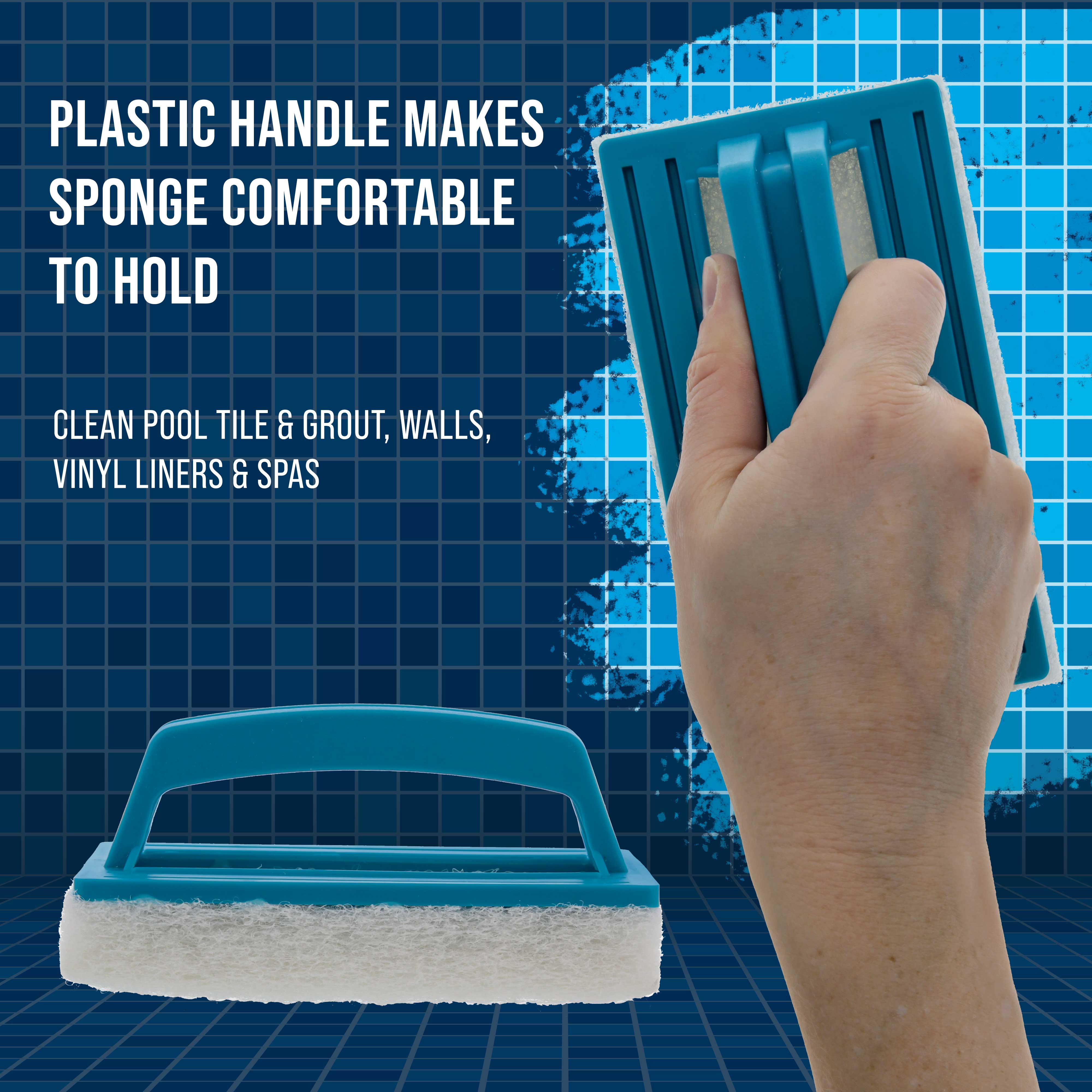 **2 Pack Handheld Pool Scrub Brush with Scrubbing Pad – Clean Pool Tiles, Walls, Vinyl Liners & Spas – Multi-Surface Cleaning for Pools, Kitchen & Bathroom – Ideal for Home & Commercial Use**