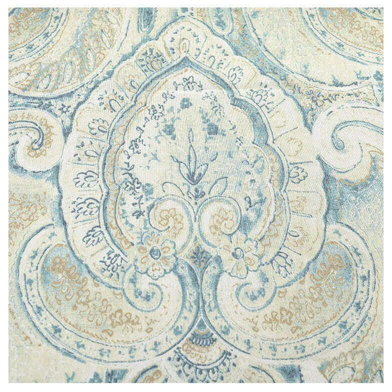 French Country Print Curtains with Intricate Design - Beige Linen Window Drapes for Living Room & Bedroom | Farmhouse Style Home Decor