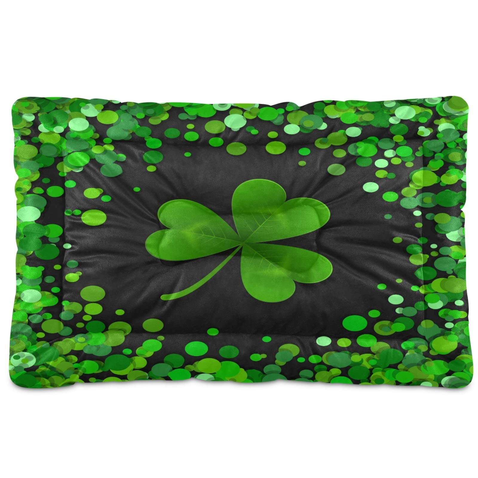 Shamrock Clover Pet Bed for Dogs & Cats – Ultra Soft Rectangle Comfort Bed for Small & Medium Pets, Calming & Cozy (24x18 Inches) – Perfect for Home, Office, or Travel Use