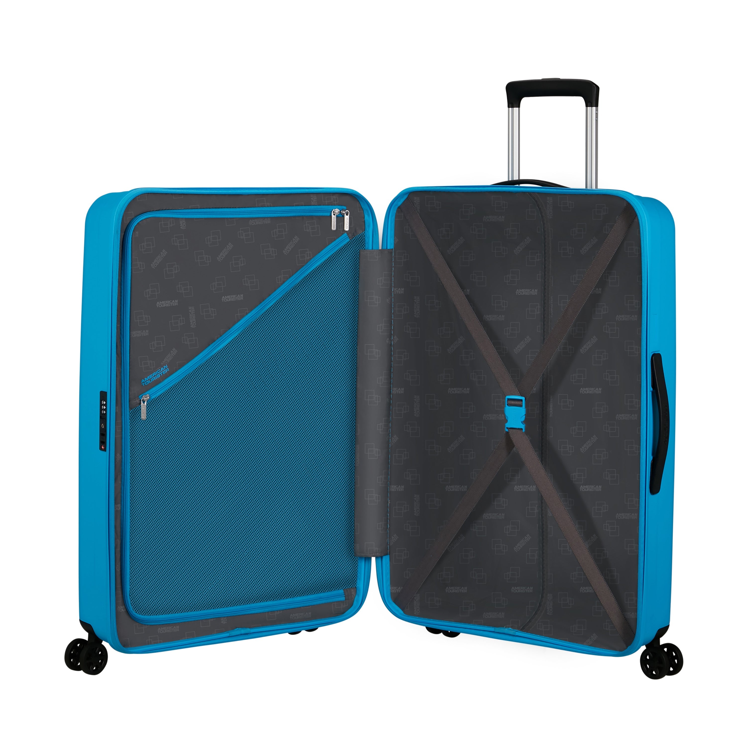 American Tourister Rejoy Spinner Expandable 3-Piece Luggage Set - Lightweight Hardshell Suitcase with 360° Wheels for Travel, Business & Vacation (Black)