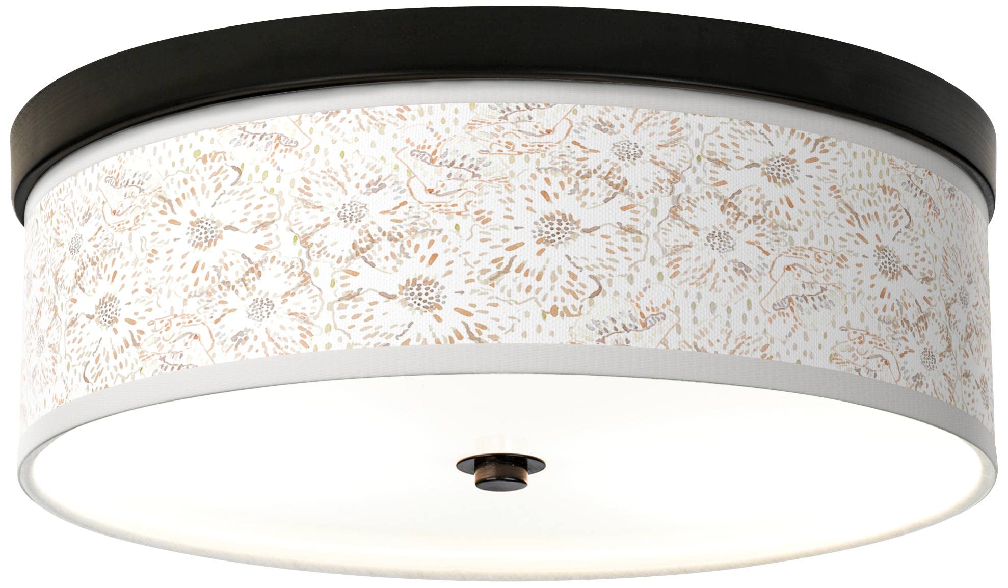 Energy Efficient Bronze Ceiling Light with Windflowers Giclee Print Shade - Modern Floral Lighting for Bedroom, Living Room & Dining Room