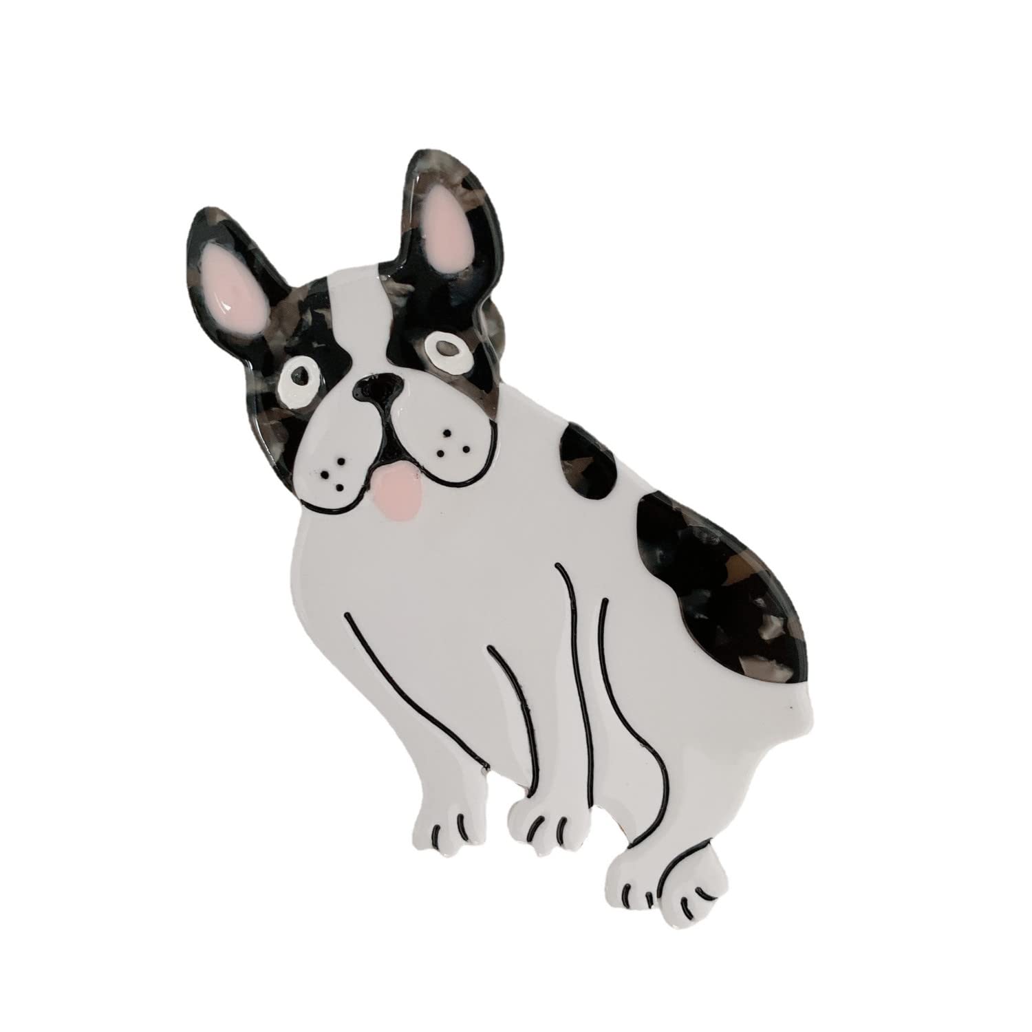 French Bulldog Hair Clips for Women & Girls - Small Acetate Claw Hair Clips for Fine Hair - Cute Dog Hair Accessories for School, Work, and Everyday Use