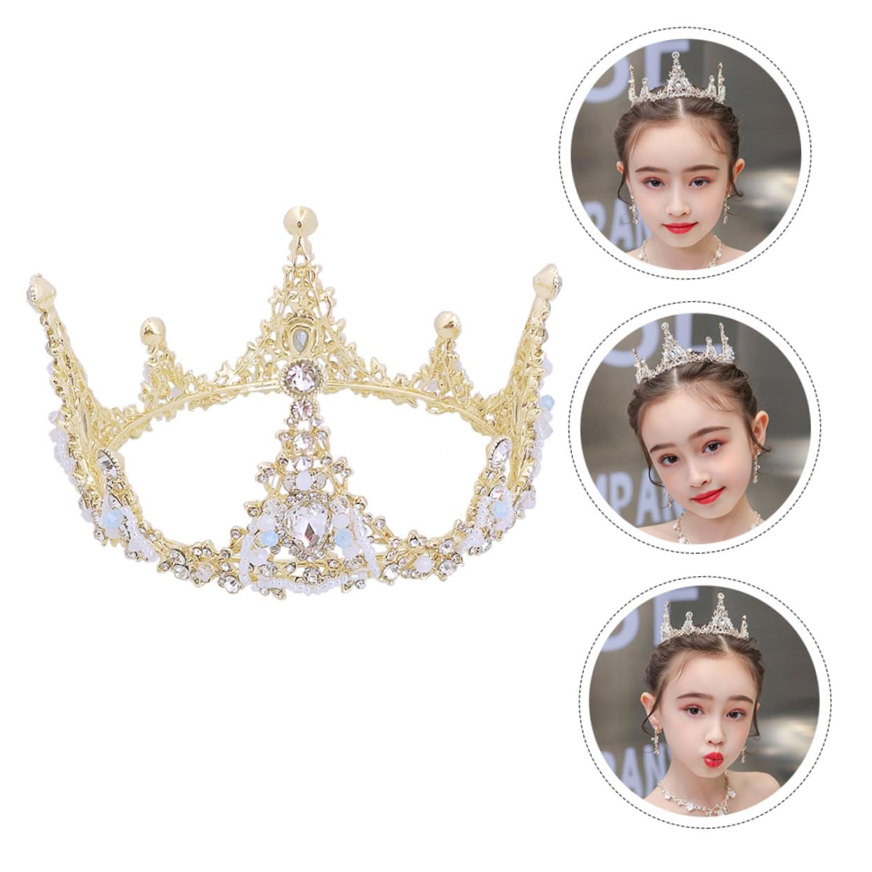 2 Pcs Princess Crown Tiara Set for Kids - Rhinestone Bridal Headpiece, Goddess Headdress & Wedding Party Favors - Alloy Crystal Miss Headband for Birthday, Pageant, Cosplay & Bridal Events
