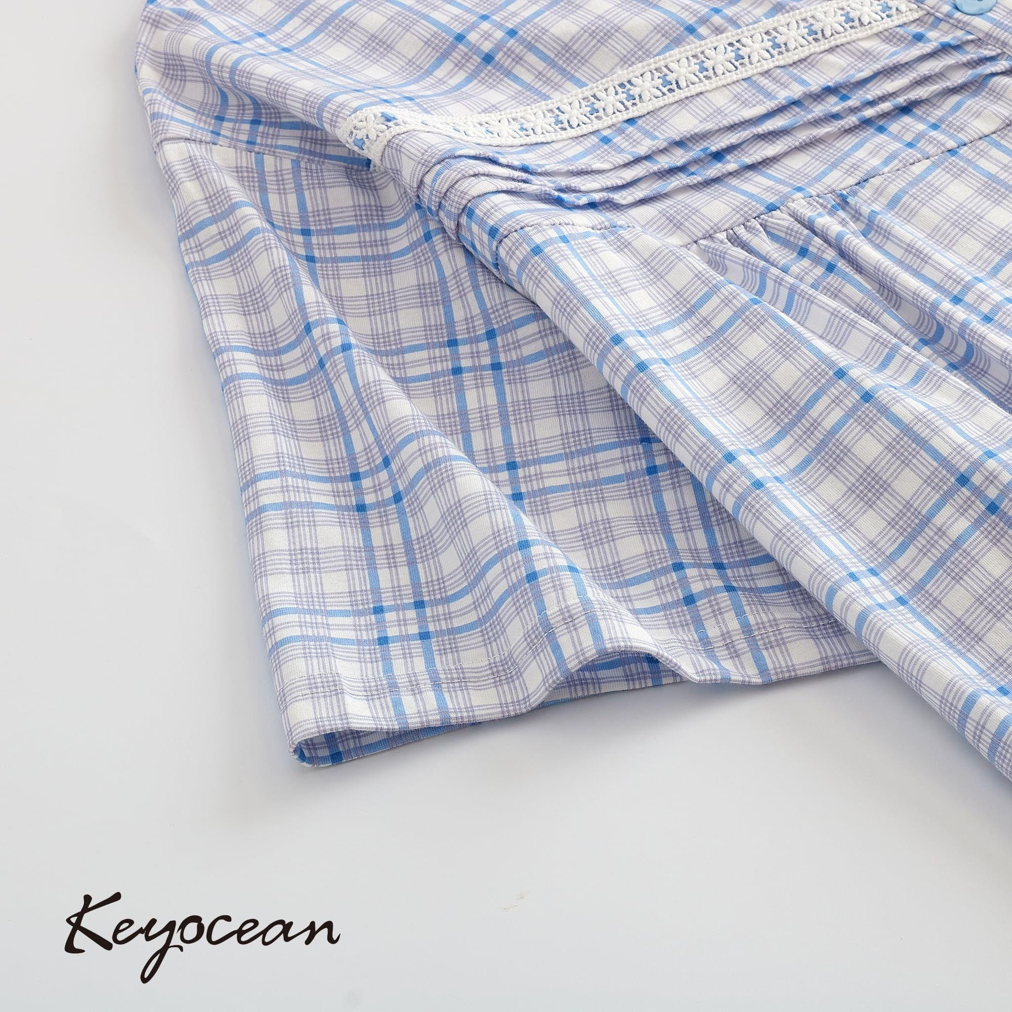 Keyocean Women's 100% Cotton Short Sleeve Nightgown - Soft & Comfortable Sleepwear for Ladies - Perfect for Summer Nights, Lounging at Home, and Relaxing Sleepwear