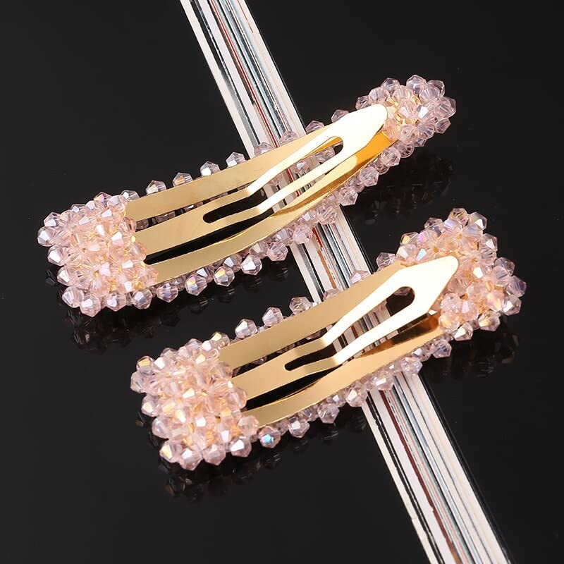 Ashkash 2Pcs Stylish Beaded Hair Clips for Women, Brides & Teens - Snap-On Design for Easy Hair Styling | Perfect for Weddings, Parties & Everyday Wear