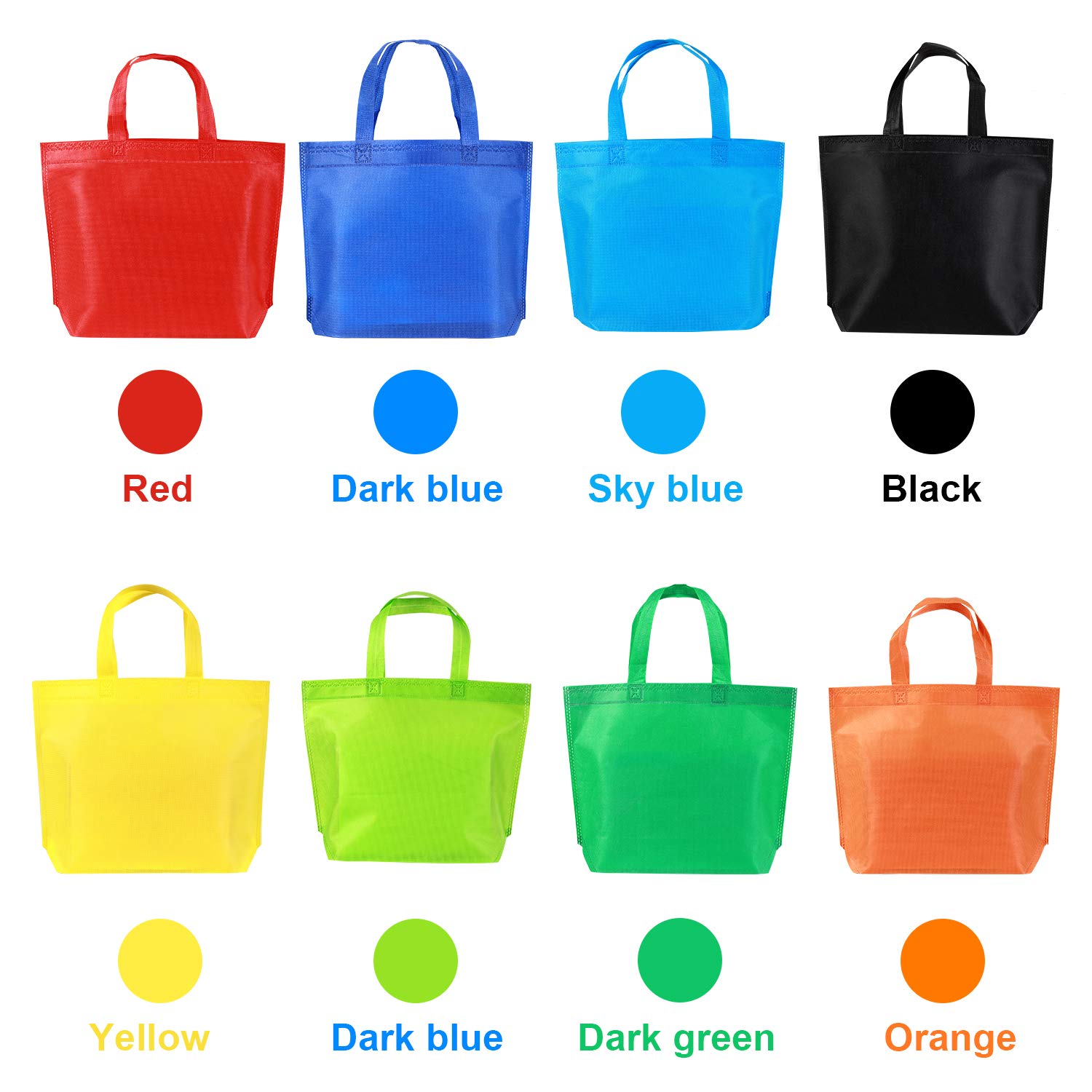 Reusable Non-Woven Rainbow Party Tote Bags - 16 Pack (13 Inch, 8 Colors) for Birthday Favors, Snacks & Toys - Perfect for Parties, Events & Gift Giving