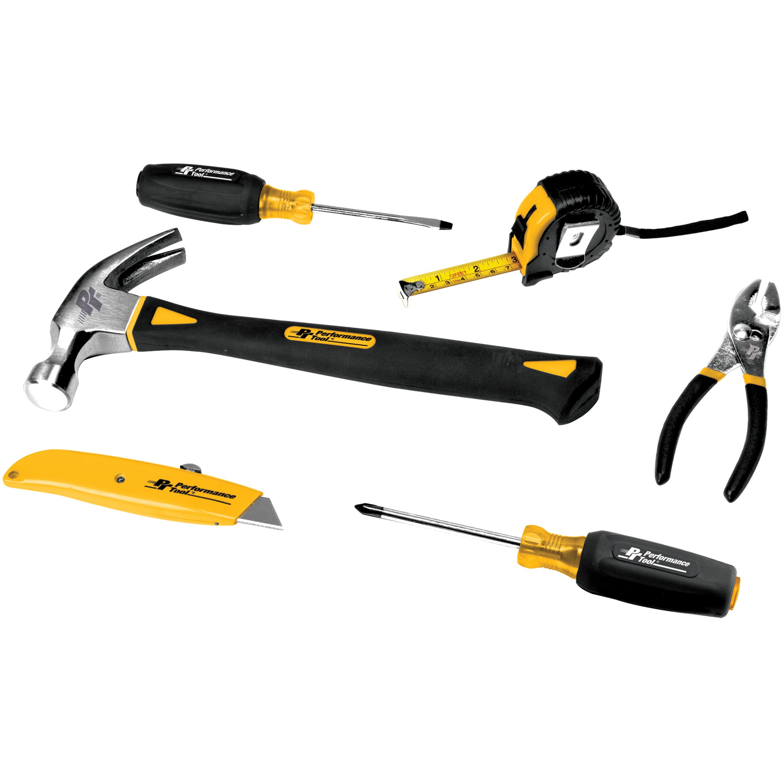Performance Tool W1707 6-Piece Home Tool Set - Essential Hand Tools for DIY Repairs, Maintenance & Household Projects | Perfect for Homeowners, Renters & DIY Enthusiasts