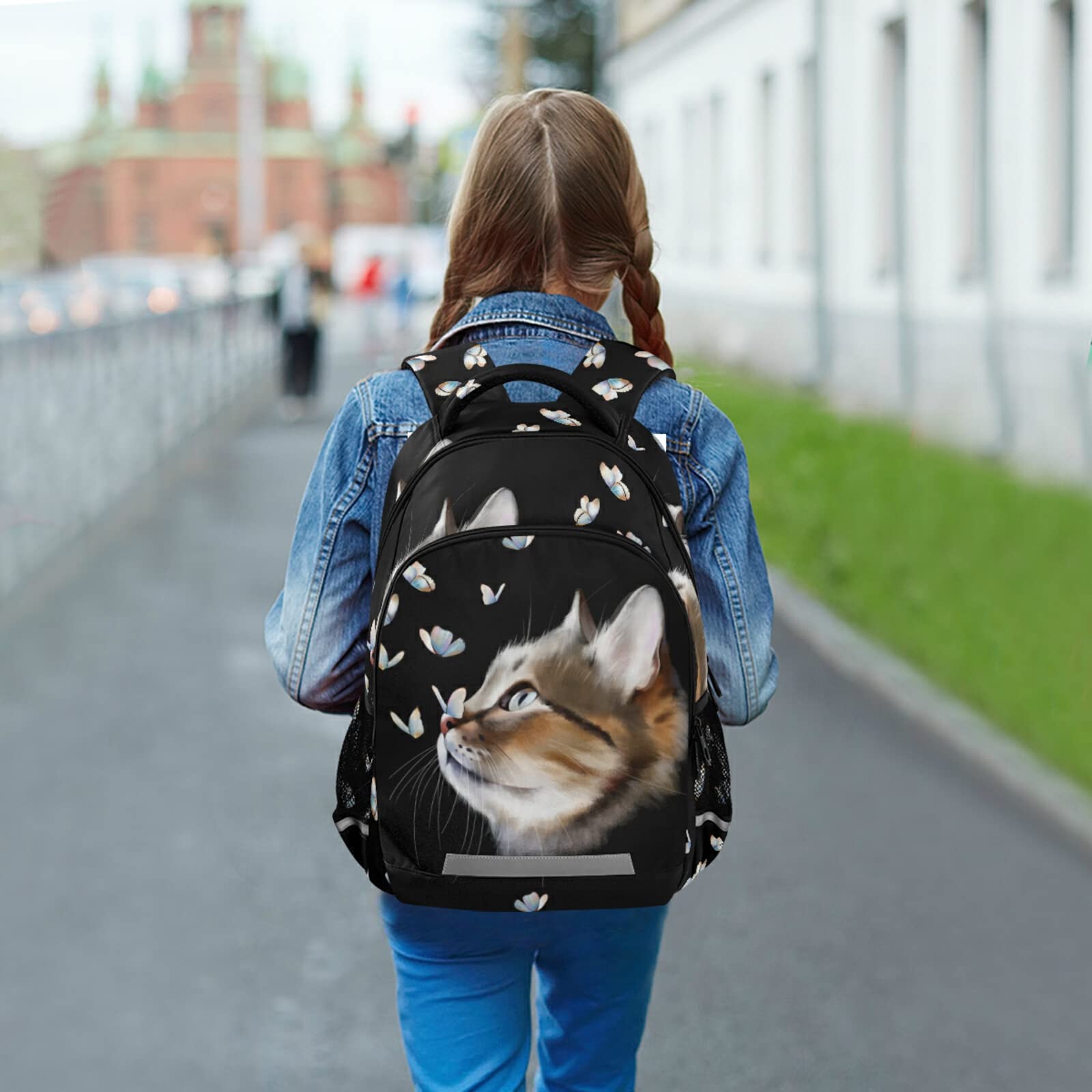 ALAZA Cute Kitty Cat with Butterfly Backpack - Lightweight Travel Laptop Daypack for School, Work & College | Perfect Unisex Book Bag for Men & Women | Ideal for Commuting, Campus & Daily Use
