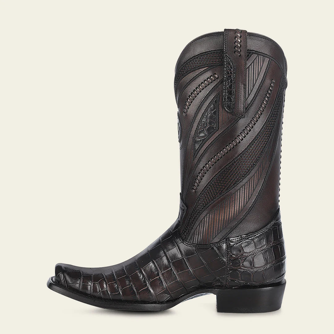 1J2WAL Men's Cuadra Special Edition Chocolate Dress Cowboy Alligator Leather Boots - Western Style Riding Boots for Country Music Festivals & Rodeo Events