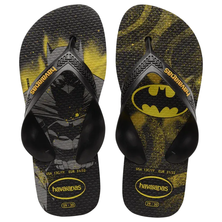 Havaianas Men's Flip Flops - Max Heroes Black Sandals for Beach, Pool & Casual Wear