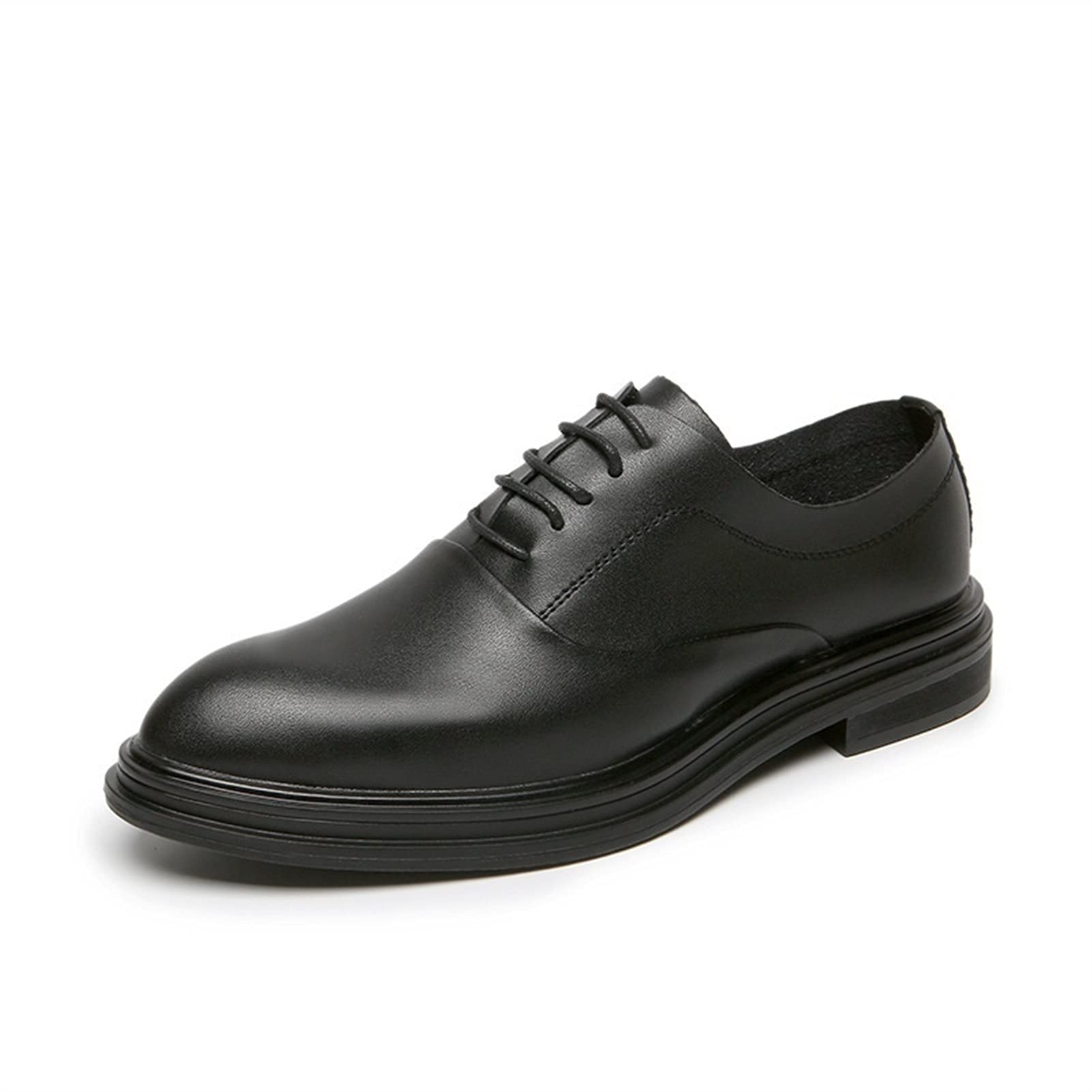 Men's Leather Dress Shoes - Oxford Lace Up Formal Shoes for Men with Round Toe, Non-Slip Rubber Sole & Block Heel | Perfect for Business, Office, Wedding & Prom Occasions
