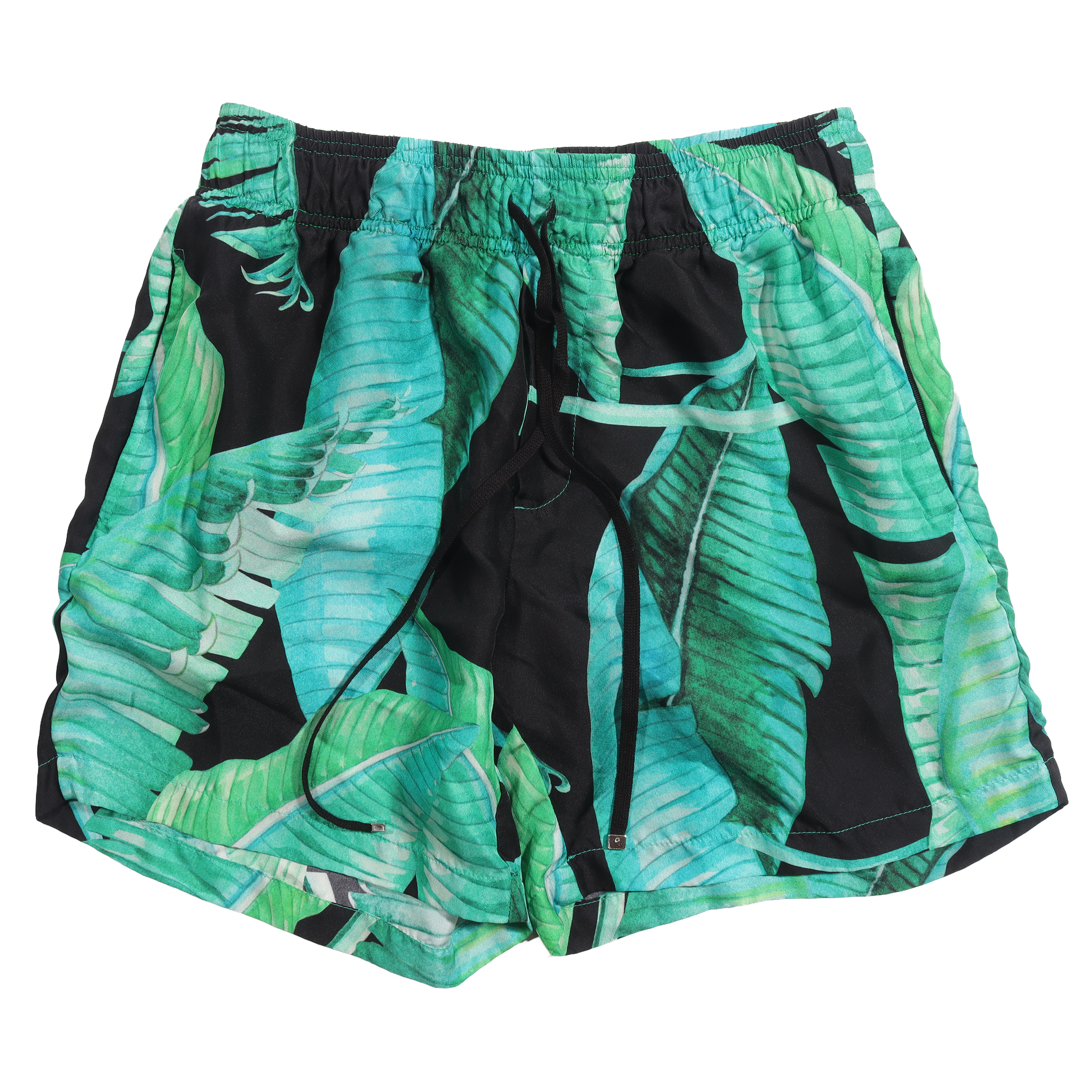 Banana Leaf Print Satin Shorts for Women - High Waist Summer Lounge Shorts for Yoga, Beach, and Sleepwear