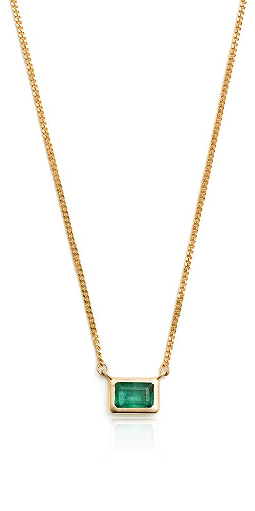 Emerald Cut Bezel Necklace - 14K Gold Pendant with Diamond Accents | Elegant Women's Jewelry for Weddings, Anniversaries & Special Occasions