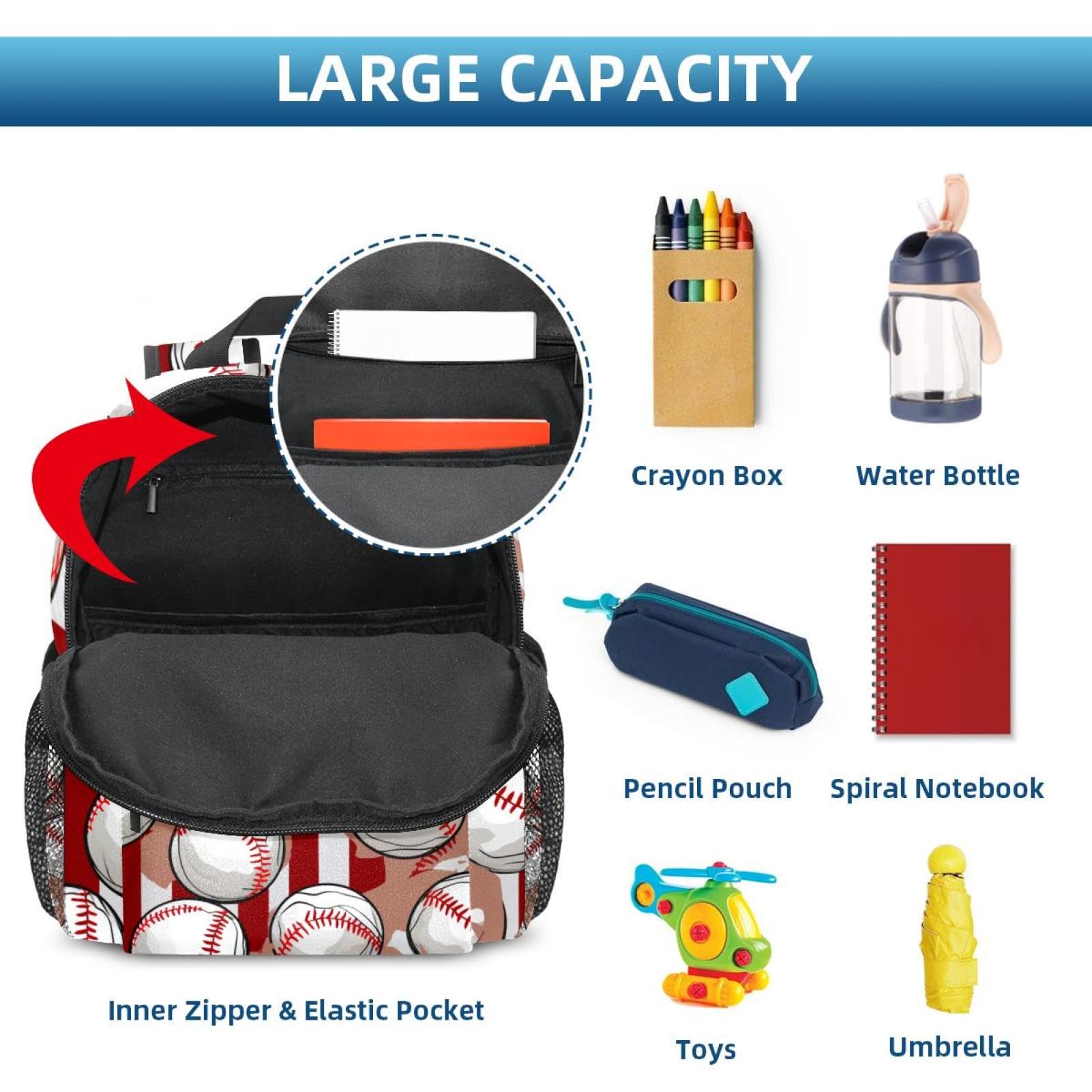 Stylish Baseball Red Stripes Backpack for Women & Men - Durable Travel Backpack for Commuting, Hiking & College Campus Use