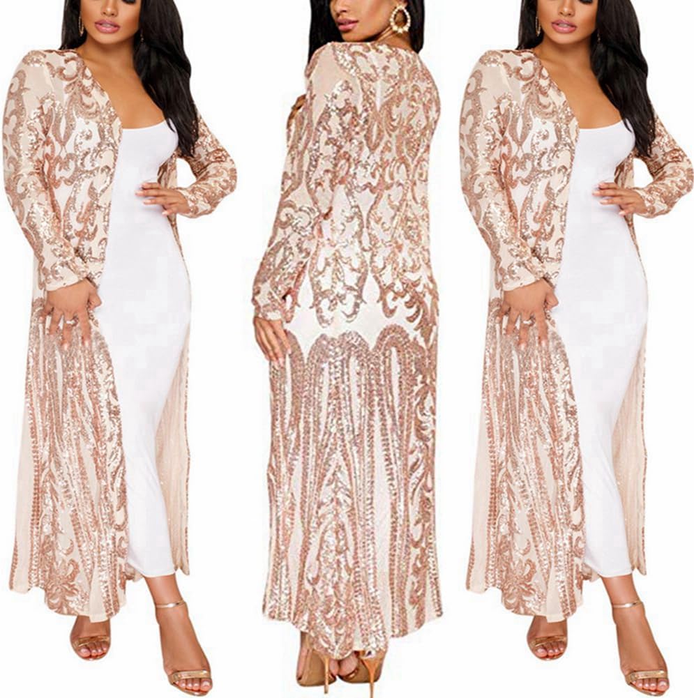 Sequin Sparkly Long Duster Cardigans & Blazer Jackets for Women - Perfect for Evening Events & Formal Occasions