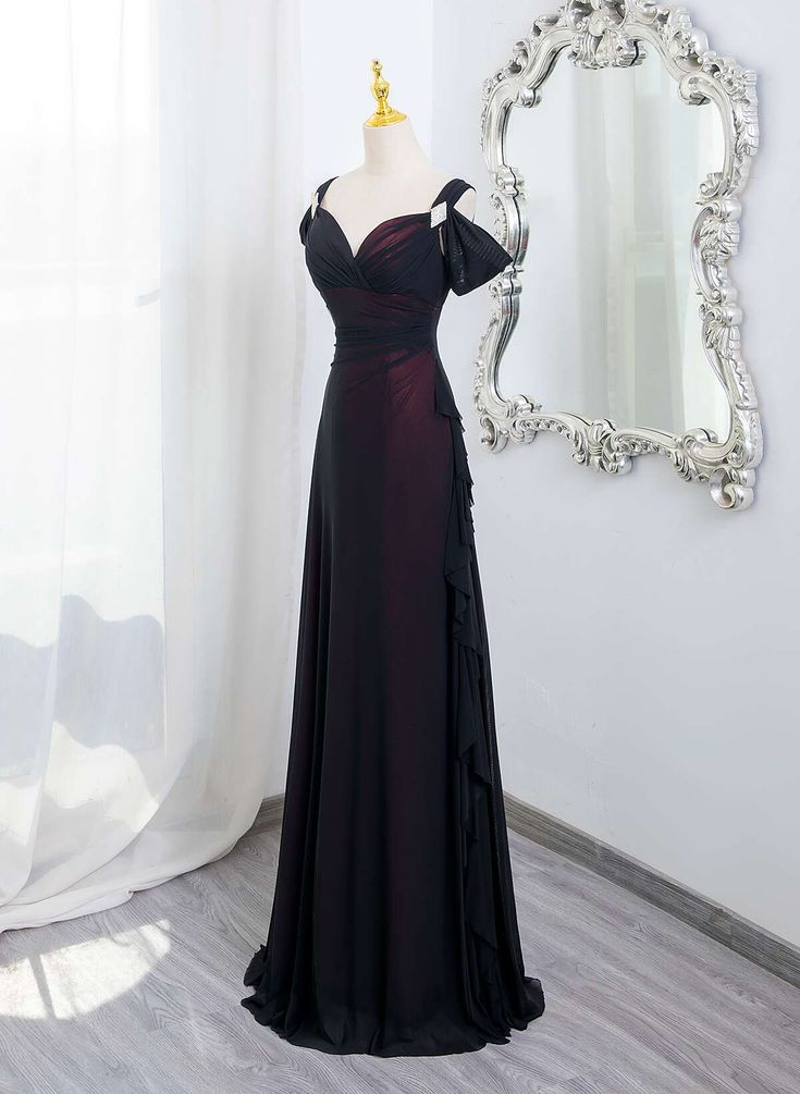 Vintage Off Shoulder A-Line Long Prom Dress with Ruffle Detail - Elegant Evening Party Gown J4464 for Homecoming, Wedding, Formal Events & Special Occasions