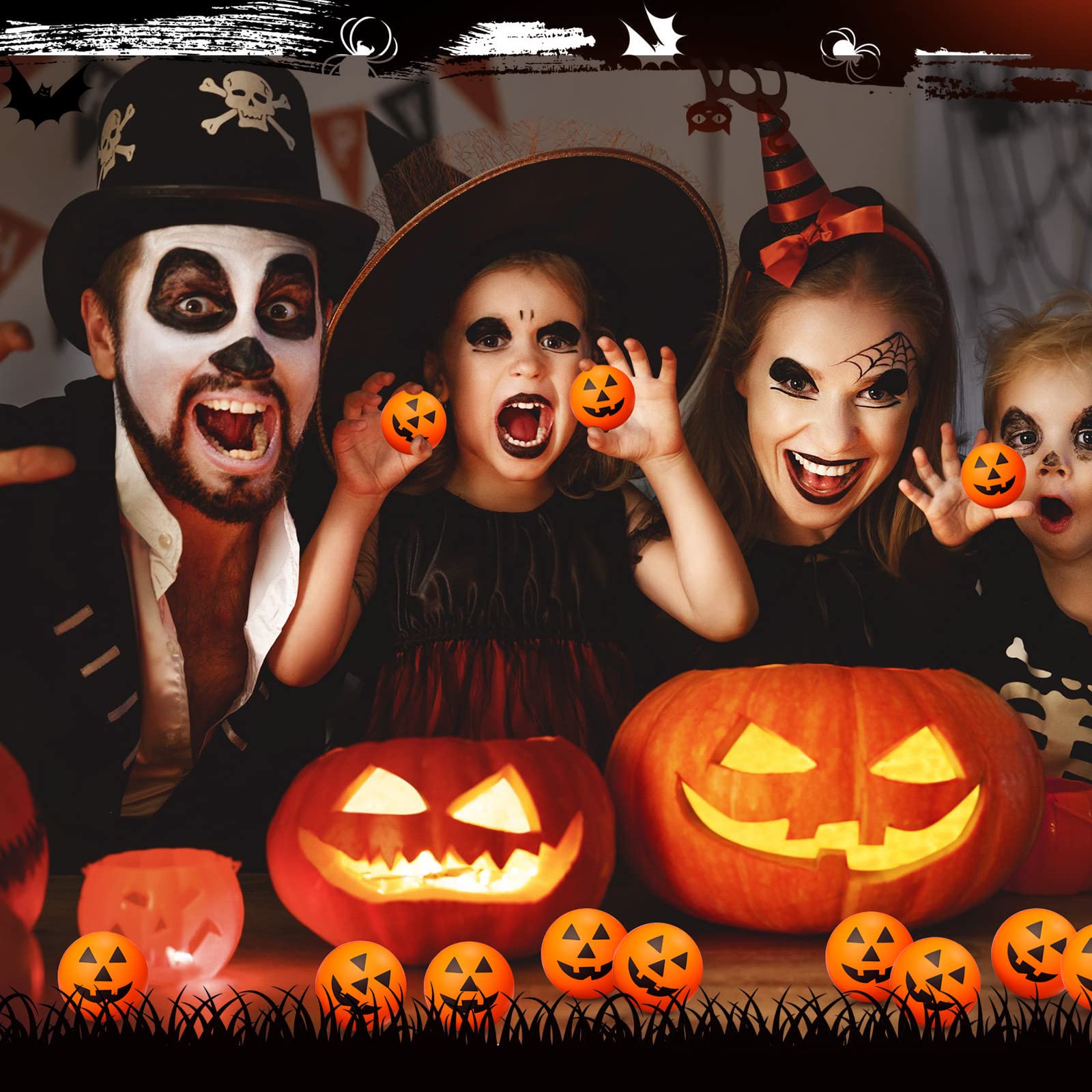 Jerify 30-Pack Halloween Stress Balls - 1.57 Inch Foam Pumpkin, Ghost & Bat Shapes - Bulk Party Favors for Halloween, Carnival, Fall Festival - Perfect for Classroom Rewards, Office Stress Relief & Trick-or-Treat Goodie Bags