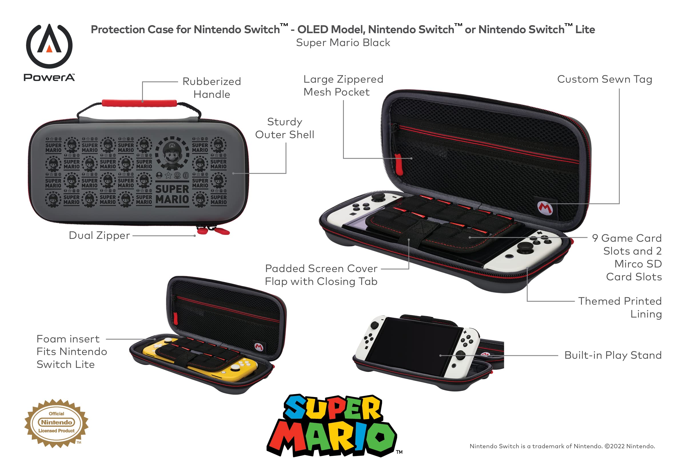 PowerA Protective Case for Nintendo Switch - Durable Hard Shell Travel Cover with Game Storage | Perfect for Gaming On-The-Go & Travel Accessories