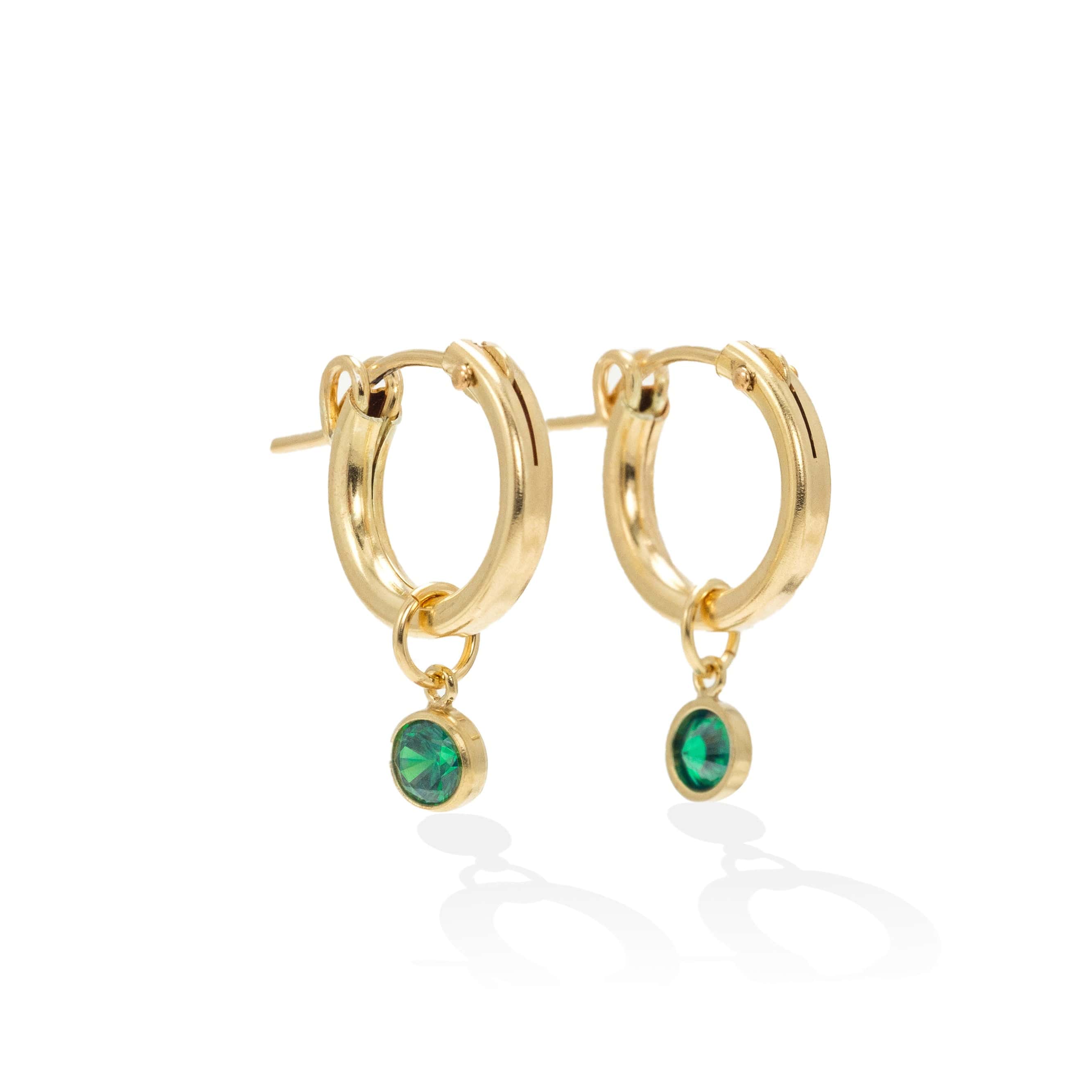 May Birthstone Gold Filled Hoop Earrings for Women - Elegant Emerald Jewelry Gift for Mother's Day, Birthday & Anniversary - Perfect for Everyday Wear & Special Occasions