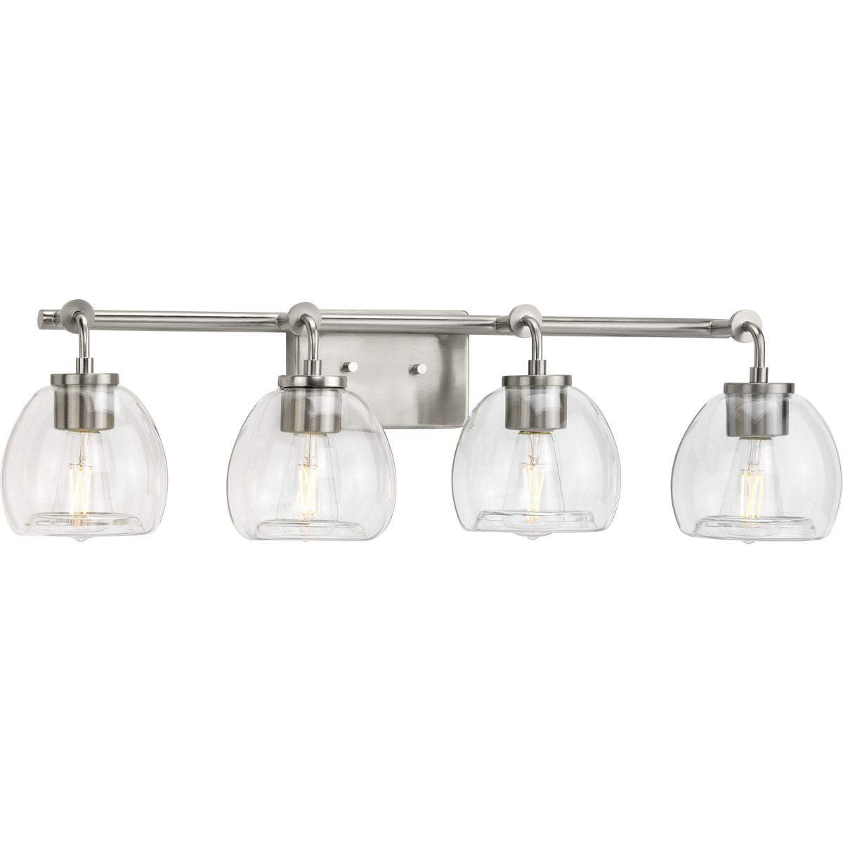 Caisson Collection 4-Light Clear Glass Bathroom Vanity Light – Perfect for Modern Bathroom & Powder Room Lighting