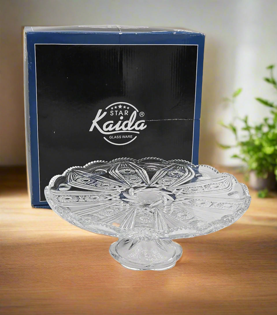 11.5x4 Inch Glass Footed Serving Platter - Elegant Appetizer & Dessert Tray for Parties, Weddings & Holiday Entertaining