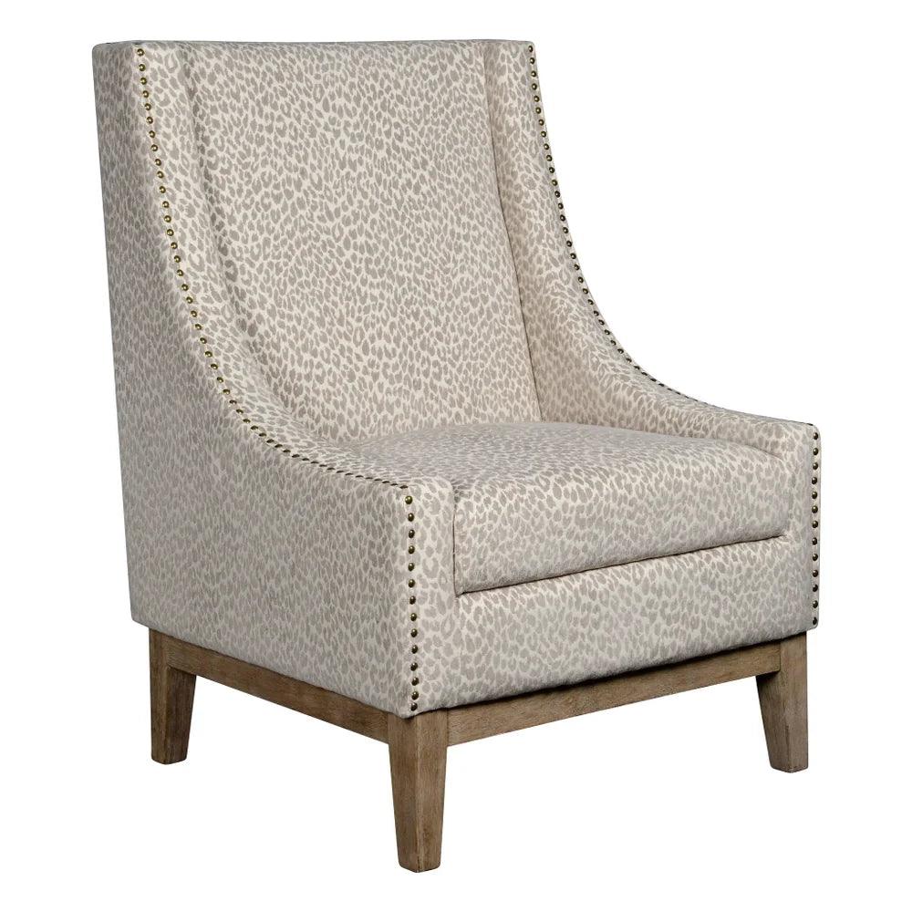 Premium Jasmine Snow Leopard Print Accent Chair - Modern Animal Print Living Room Furniture for Home Decor, Office, or Lounge (Model 10001 SL)