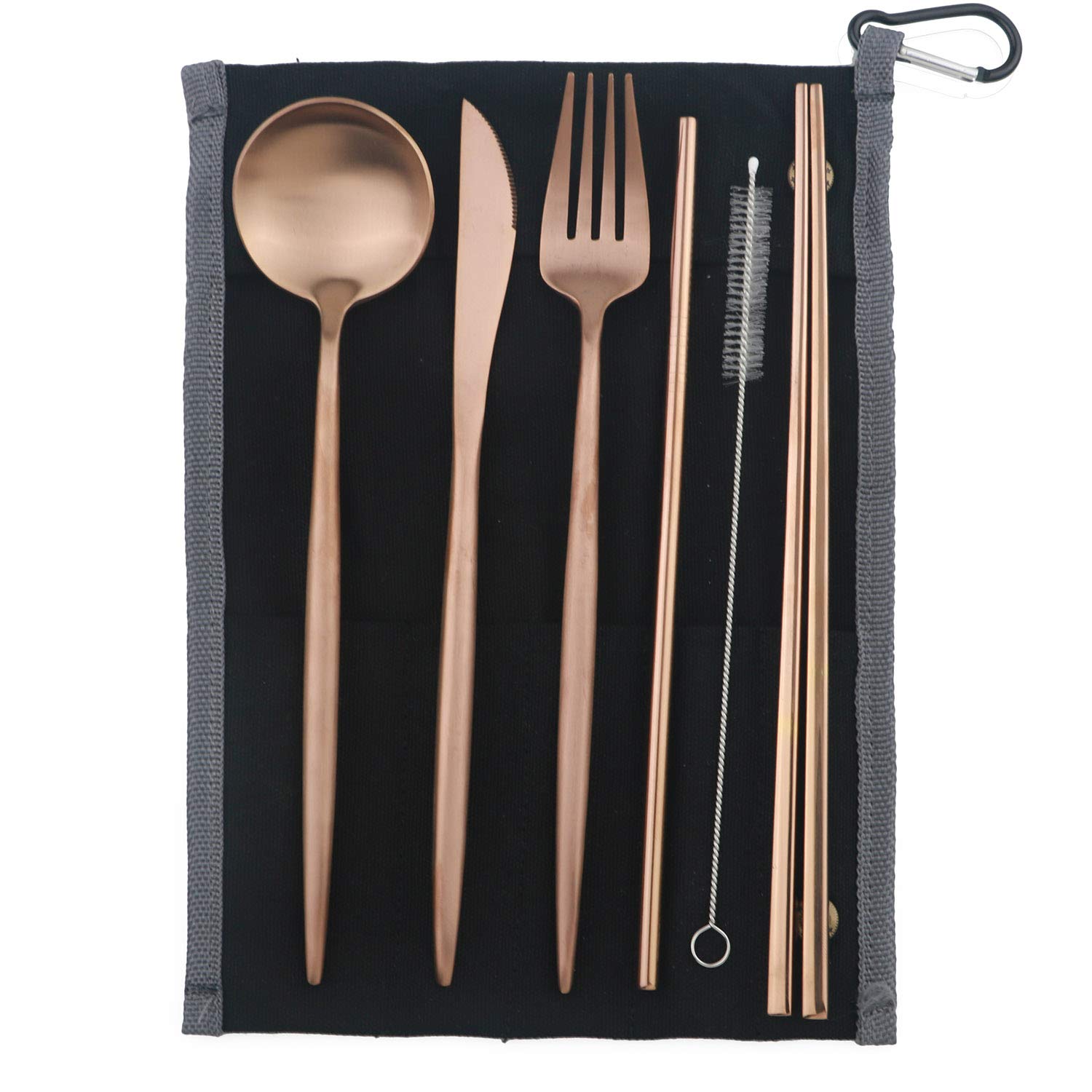 Portable 6-Piece Stainless Steel Flatware Set - Travel Cutlery for Camping & Picnics