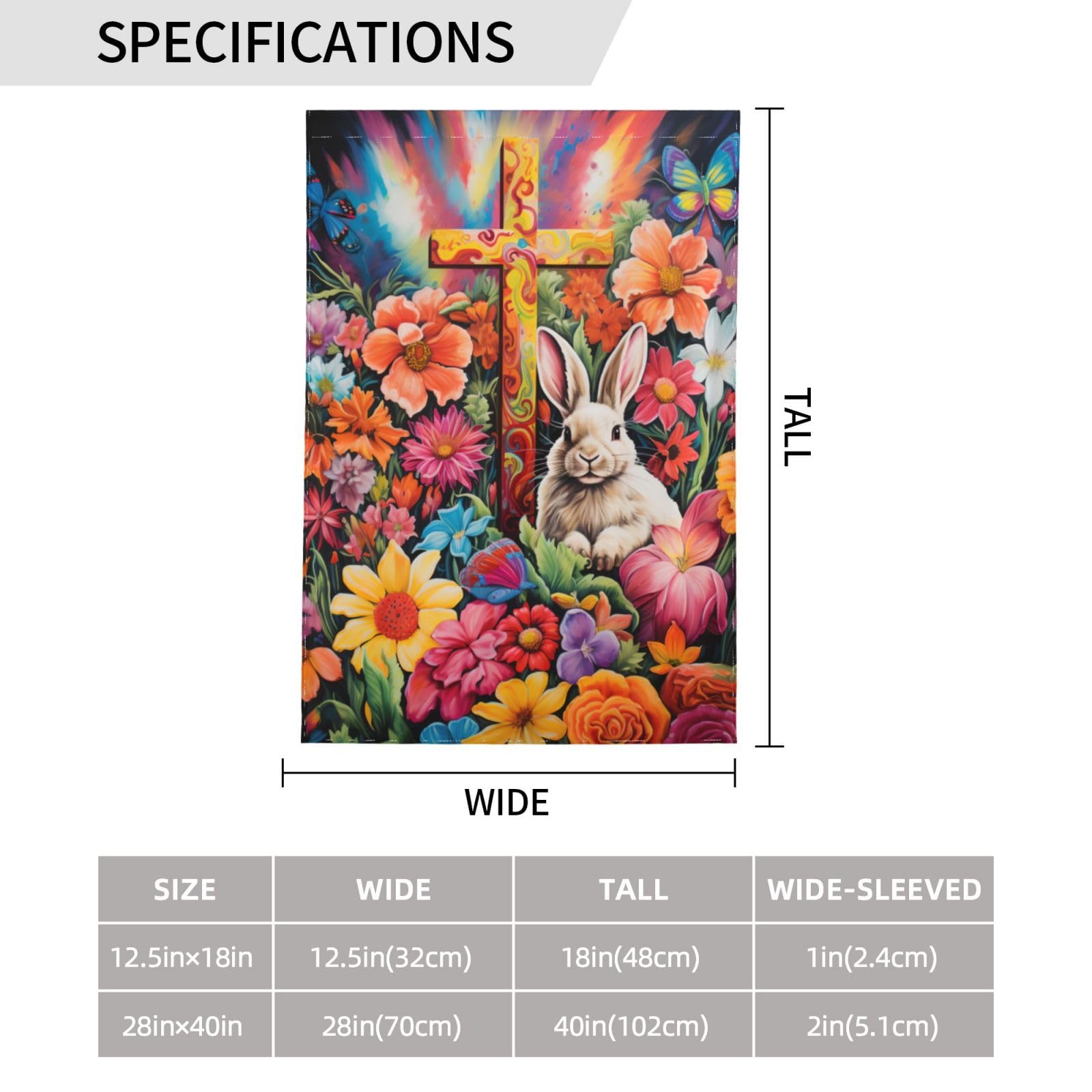 12×18 Inch Double Sided Easter Bunny Garden Flag with Flowers & Butterflies - Spring Rabbit House Flag for Farmhouse, Yard & Outdoor Decor | Perfect for Easter Cross Celebrations & Seasonal Home Décor