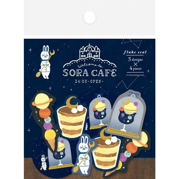 SORA CAFE Flake Seal Stickers - Japanese Washi Paper Decorative Stickers for Scrapbooking, Journaling, and Gift Wrapping - Furukawa Shiko Inspired Design
