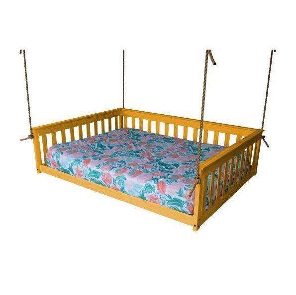 A&L Furniture Mission Style Hanging Daybed with Natural Rope - Perfect for Porch, Patio, Garden, and Backyard Relaxation