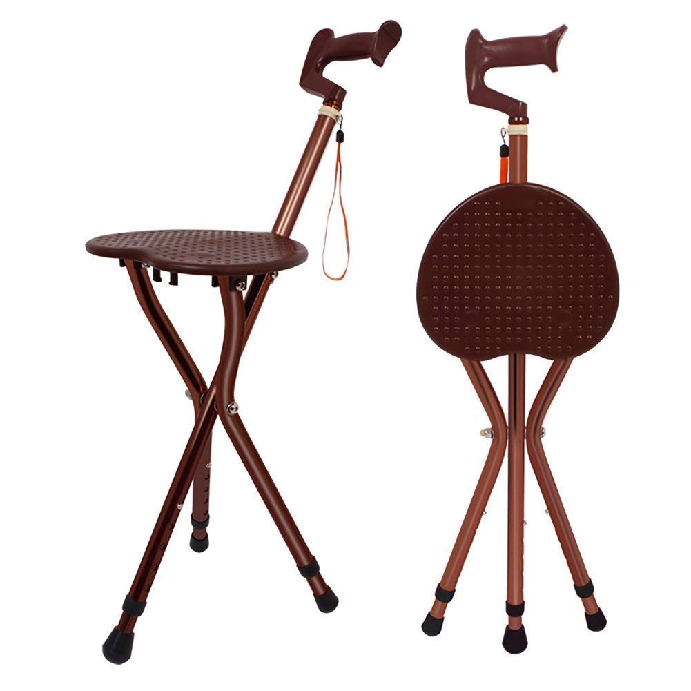 Foldable Cane Seat Walking Stick for Seniors - 3-Legged Assistive Step Stool & Portable Hiking Chair for Outdoor Activities, Elderly Support, and Travel Assistance