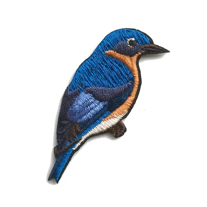 Bird Collective Eastern Bluebird Embroidered Iron-On Patch - Nature Inspired Applique for Jackets, Backpacks & DIY Crafts - Perfect for Outdoor Enthusiasts & Nature Lovers