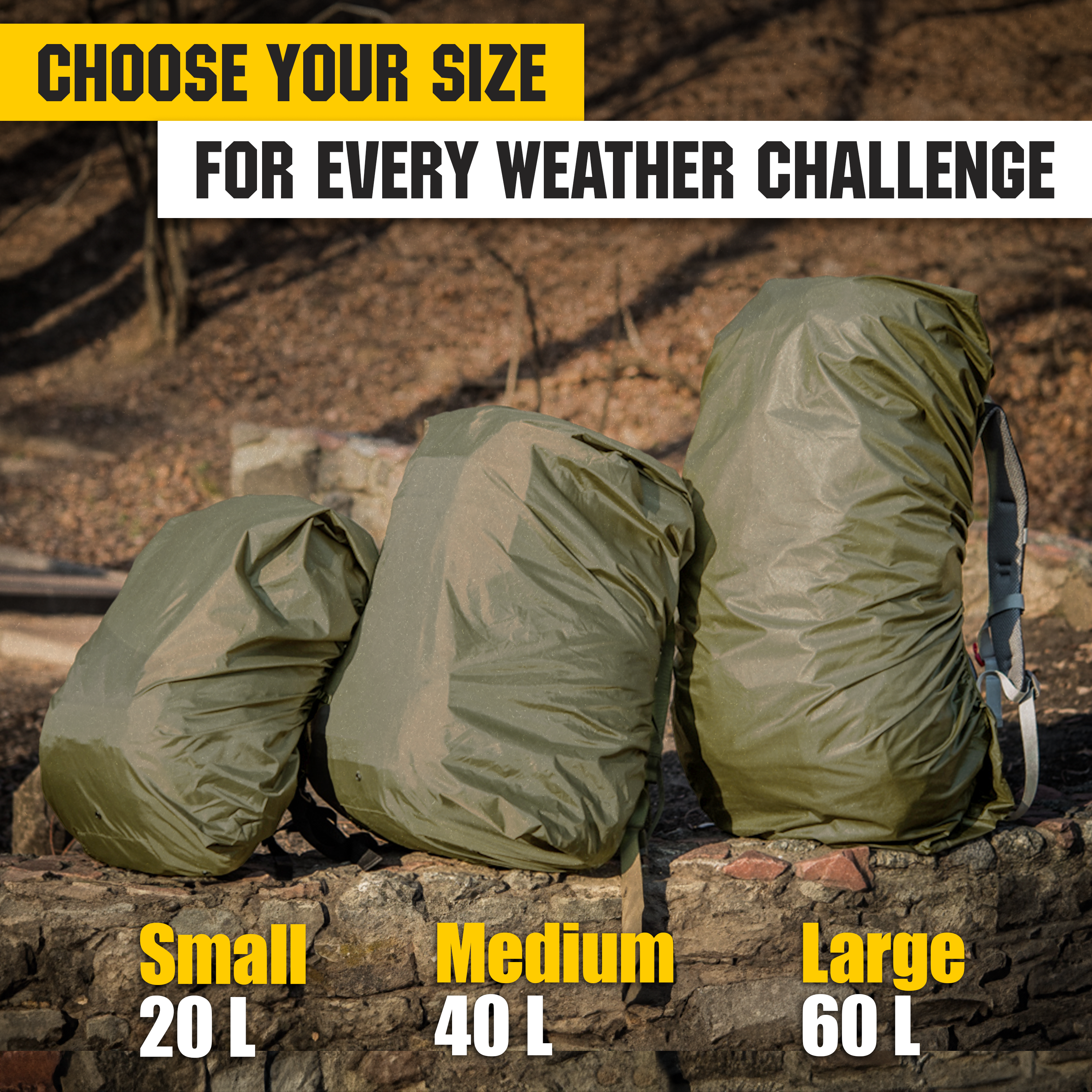 Waterproof Backpack Cover for Hiking, Travel & Outdoor Adventures - M Tac Rain Cover for Backpacks (20L-50L) - Keep Your Gear Dry in All Weather Conditions