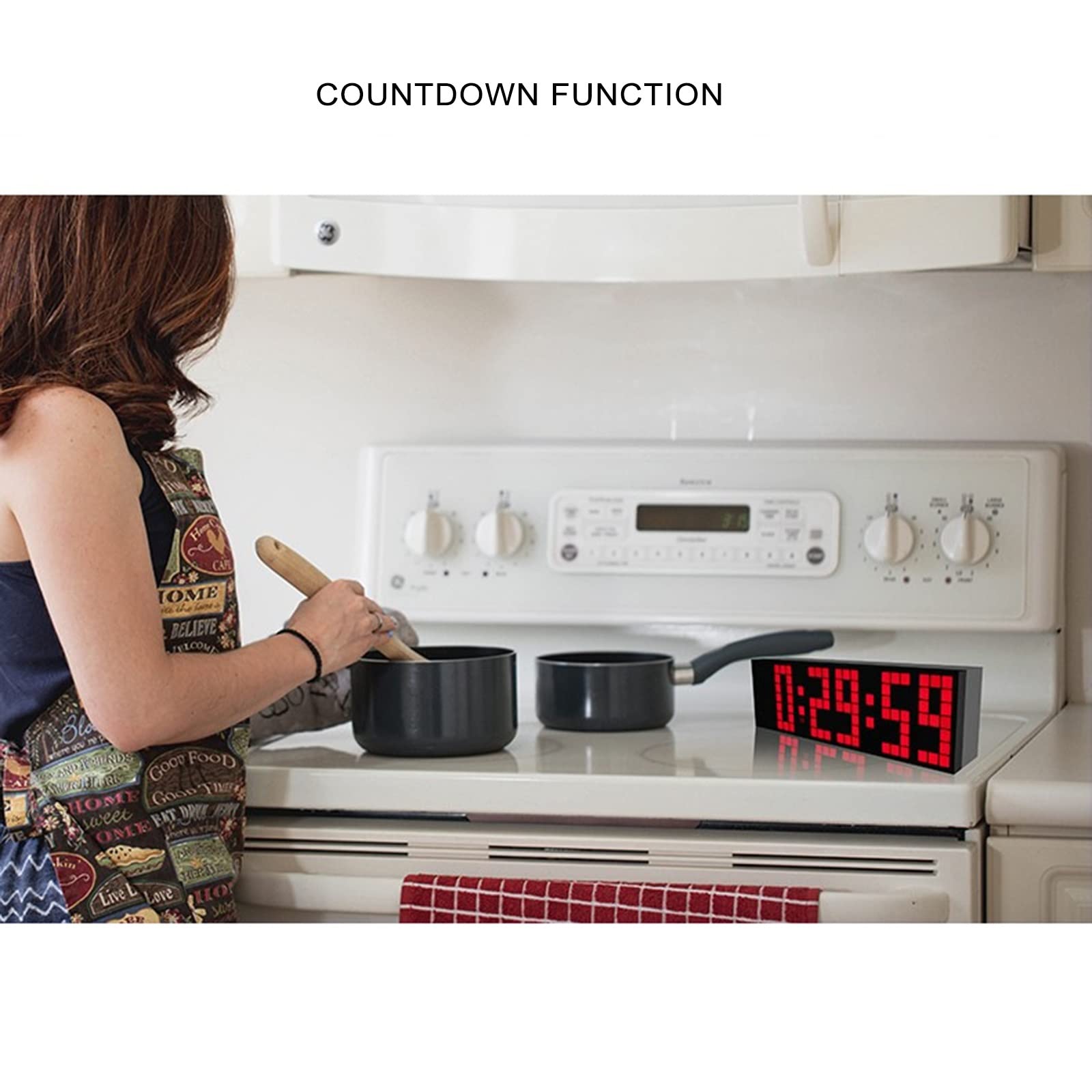 **9.6-inch LED Wall & Desk Clock with Temperature, Time, Date Display - Countdown Timer & Snooze Mode - Yellow Word Design - Perfect for Home, Office, Bedroom & Kitchen**
