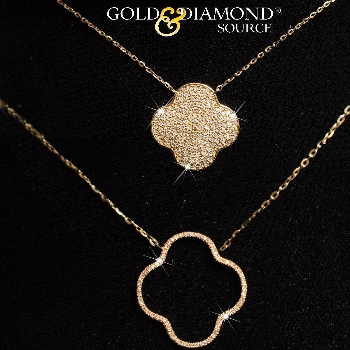 14KT Gold 3/8 CTW Round Diamond Clover Necklace for Women - Elegant Four Leaf Clover Pendant Jewelry Gift for Birthday, Anniversary & Special Occasions