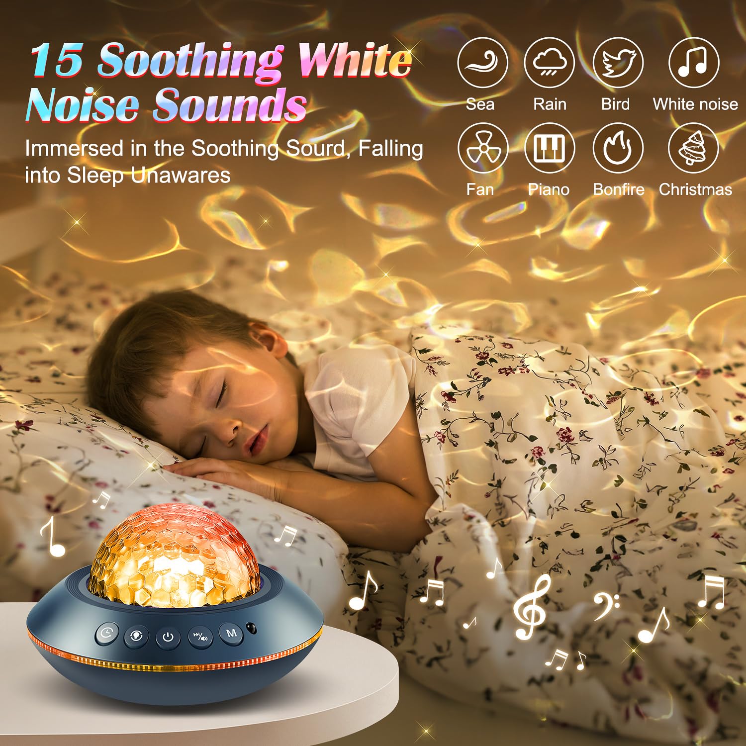 Galaxy Projector for Bedroom - White Noise Machine & Bluetooth Night Light with 360° Ceiling Projection, Remote Control & Timer | Perfect for Relaxation, Sleep Aid, Meditation, and Kids Room Decor