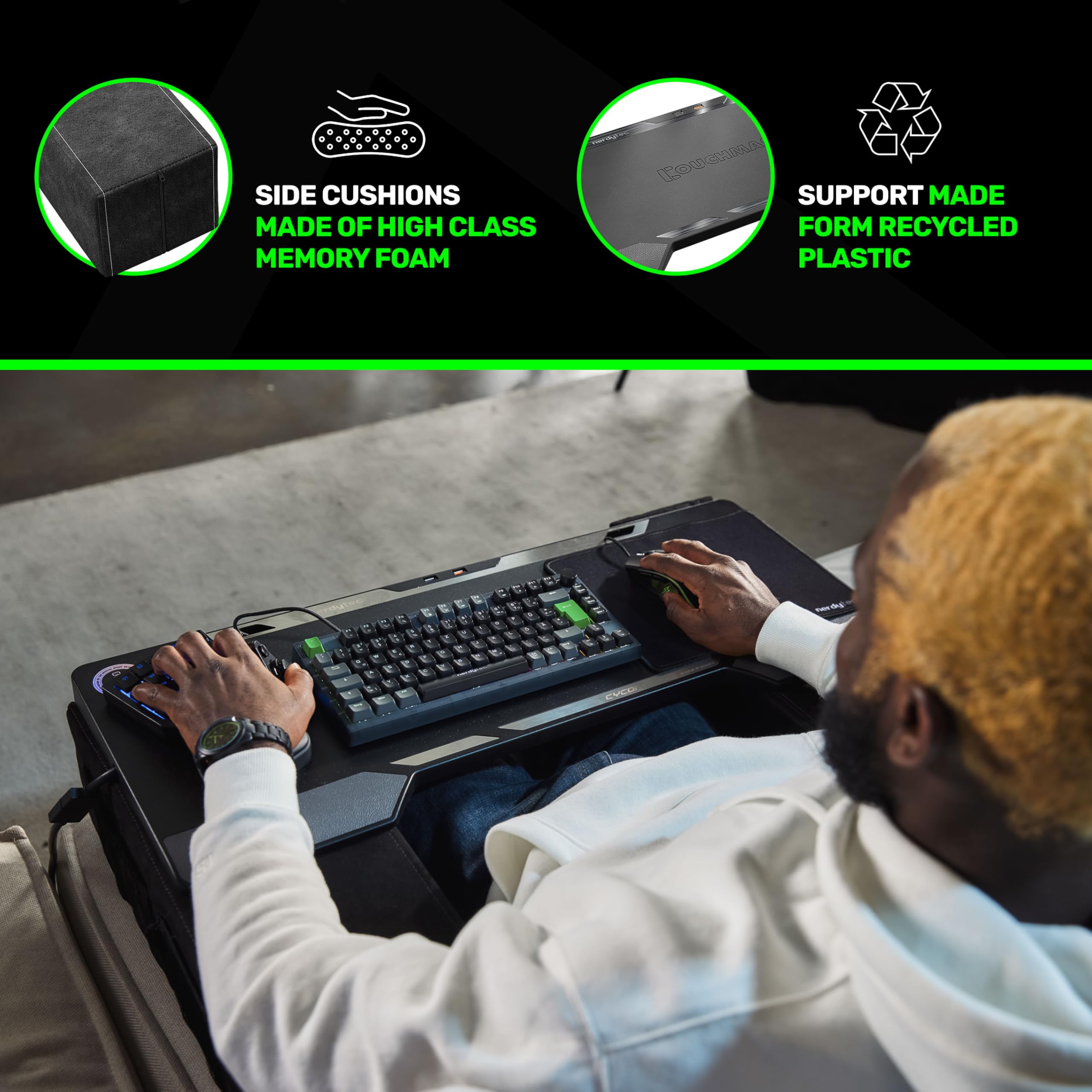 Ergonomic Extra Wide Laptop Stand for Couch & Bed - CYBOSS Couchmaster with Comfort Cushions, Supports Notebooks up to 18 Inches - Perfect for Home Office, Gaming & Movie Nights on Sofa or Bed